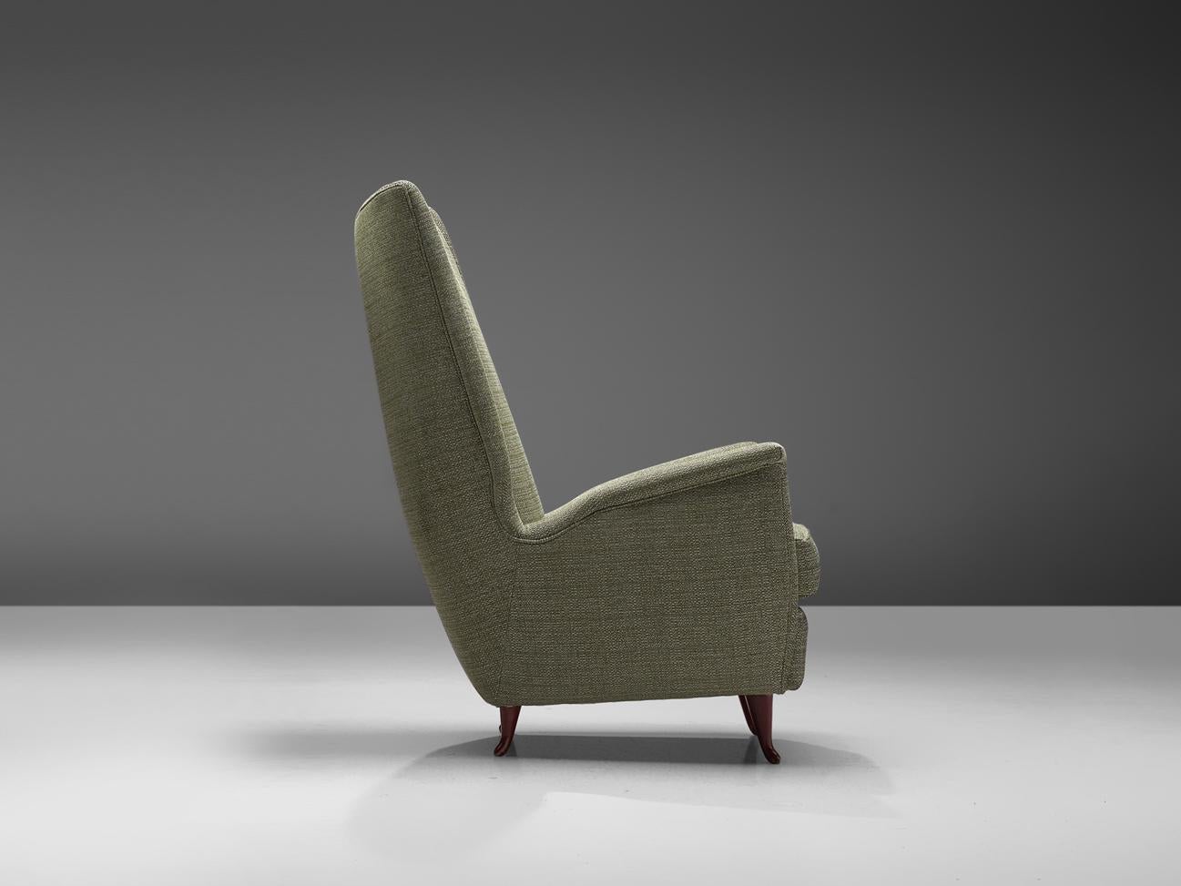 Mid-20th Century Reupholstered ISA Italian High Back Lounge Chair