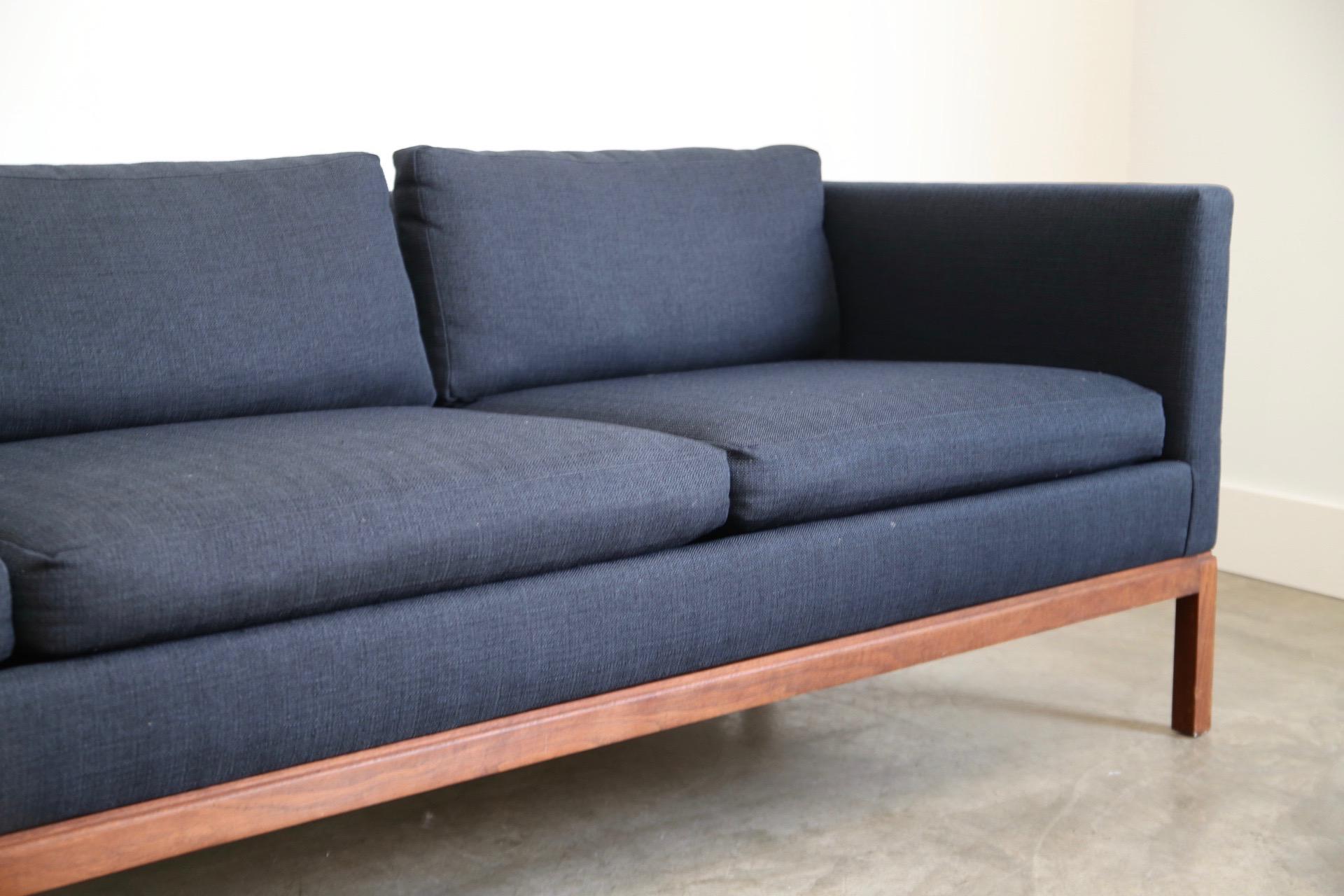 Mid-Century Modern Reupholstered Long and Low Midcentury Sofa For Sale