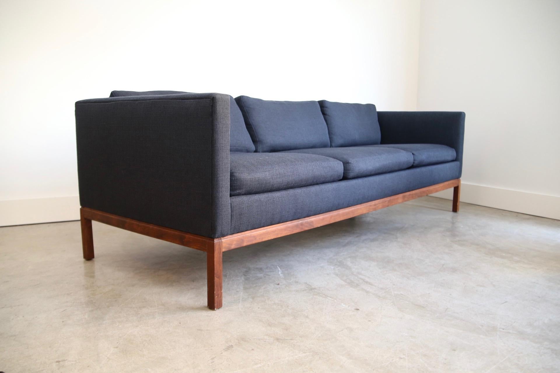 20th Century Reupholstered Long and Low Midcentury Sofa For Sale