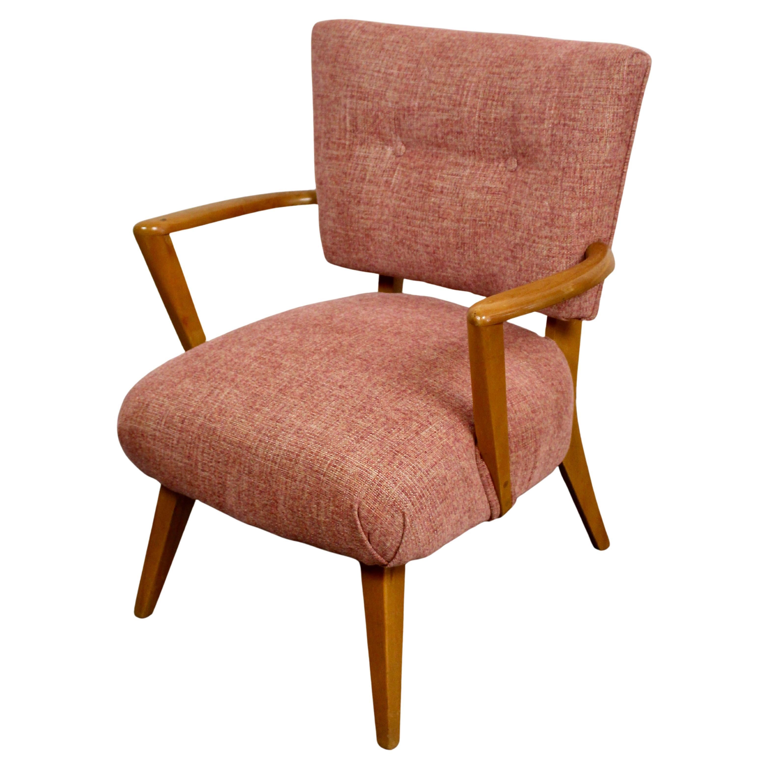 Reupholstered Mid-Century Heywood Wakefield "Pull-Up" Chair