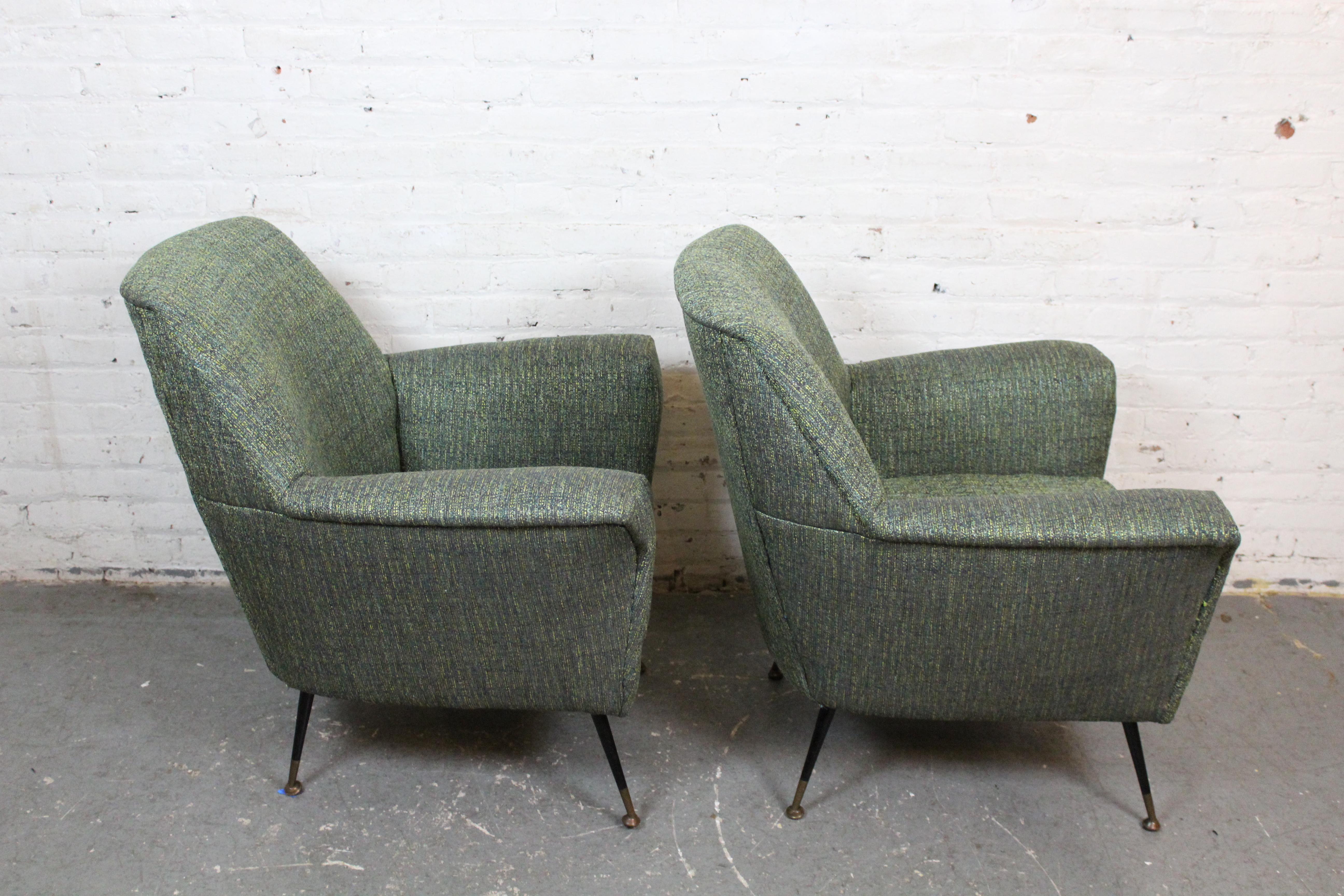 Mid-Century Modern Reupholstered Mid-Century Italian Lounge Chairs by La Permanente Mobli For Sale