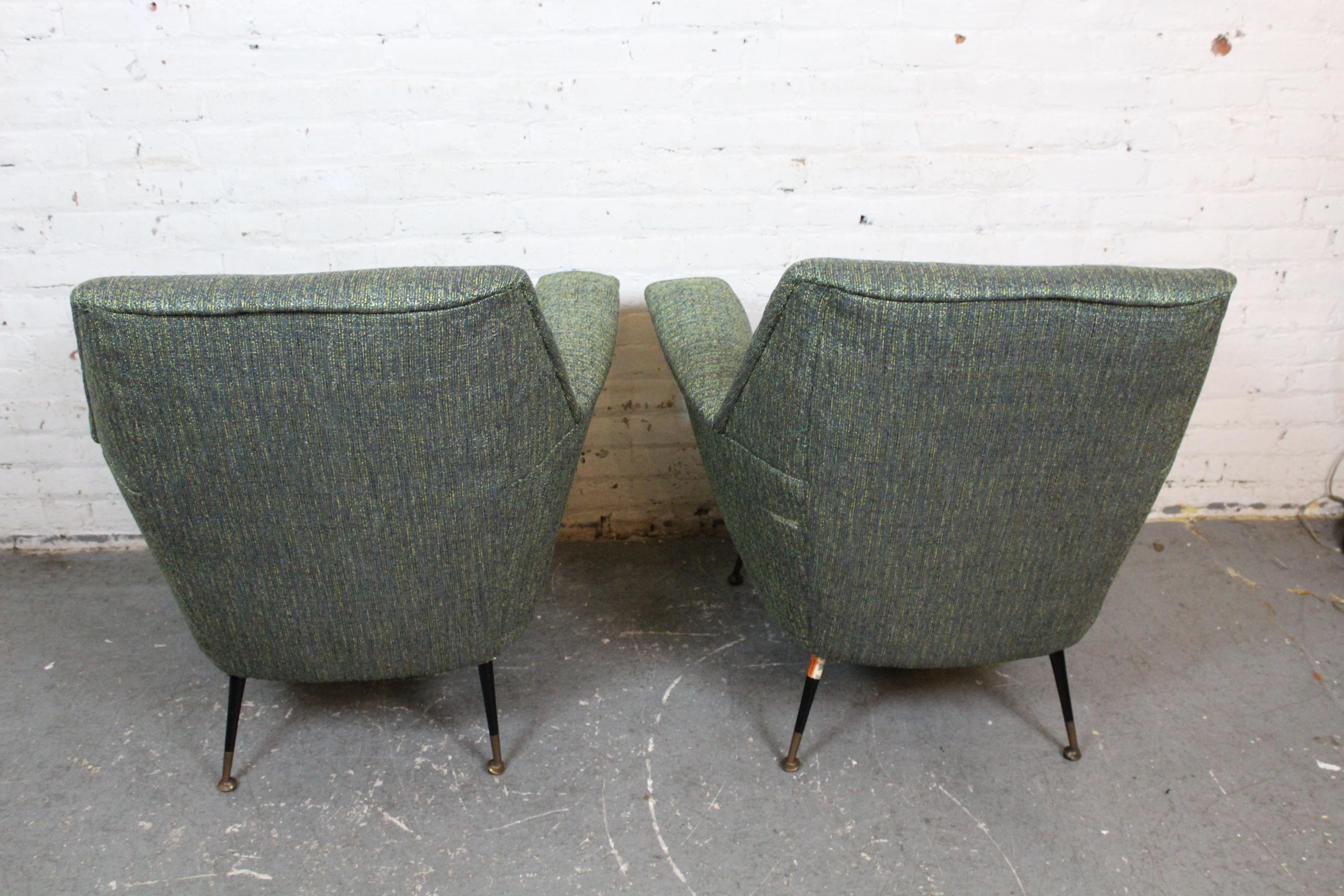 Reupholstered Mid-Century Italian Lounge Chairs by La Permanente Mobli In Good Condition For Sale In Brooklyn, NY
