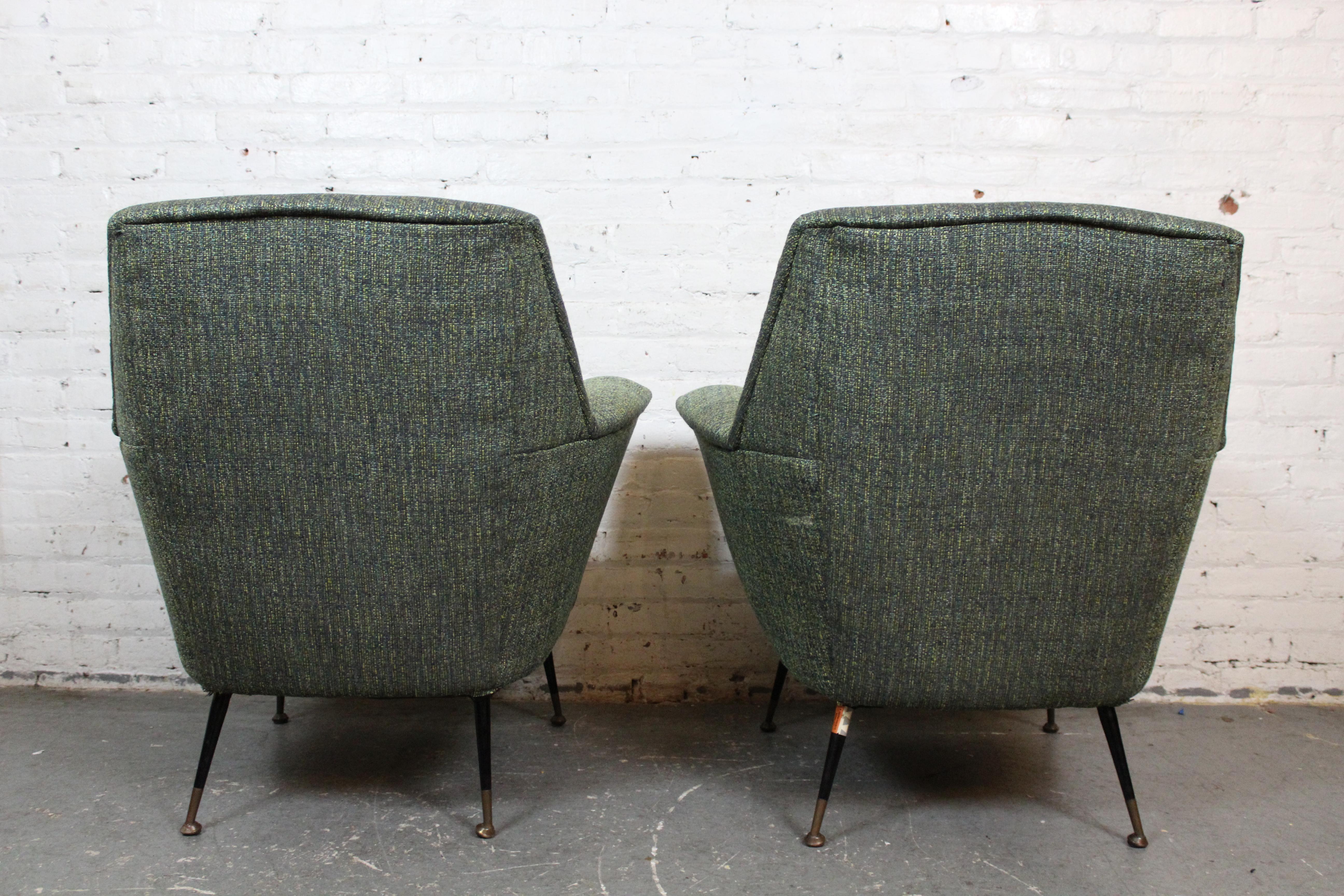 20th Century Reupholstered Mid-Century Italian Lounge Chairs by La Permanente Mobli For Sale