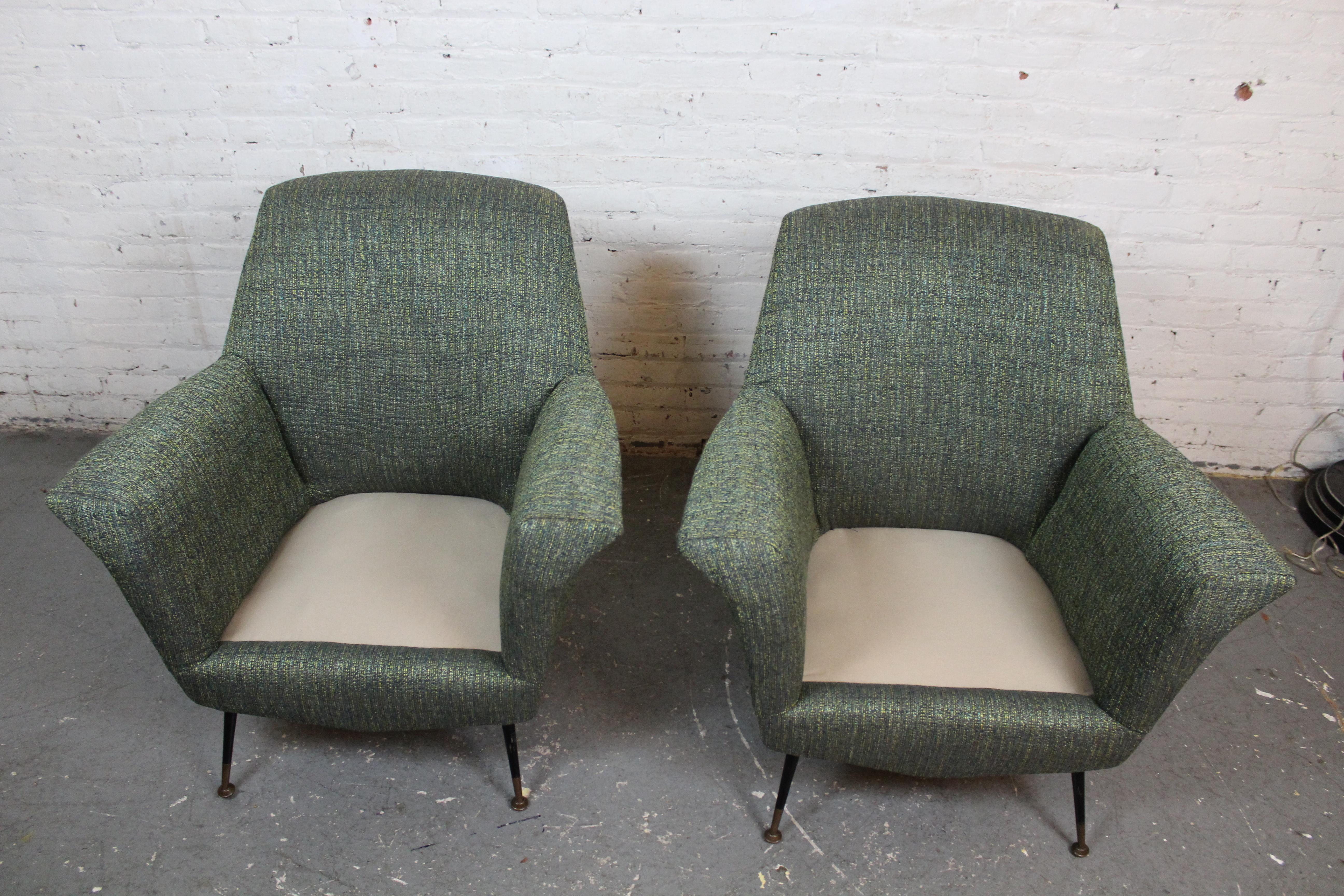 Reupholstered Mid-Century Italian Lounge Chairs by La Permanente Mobli For Sale 3