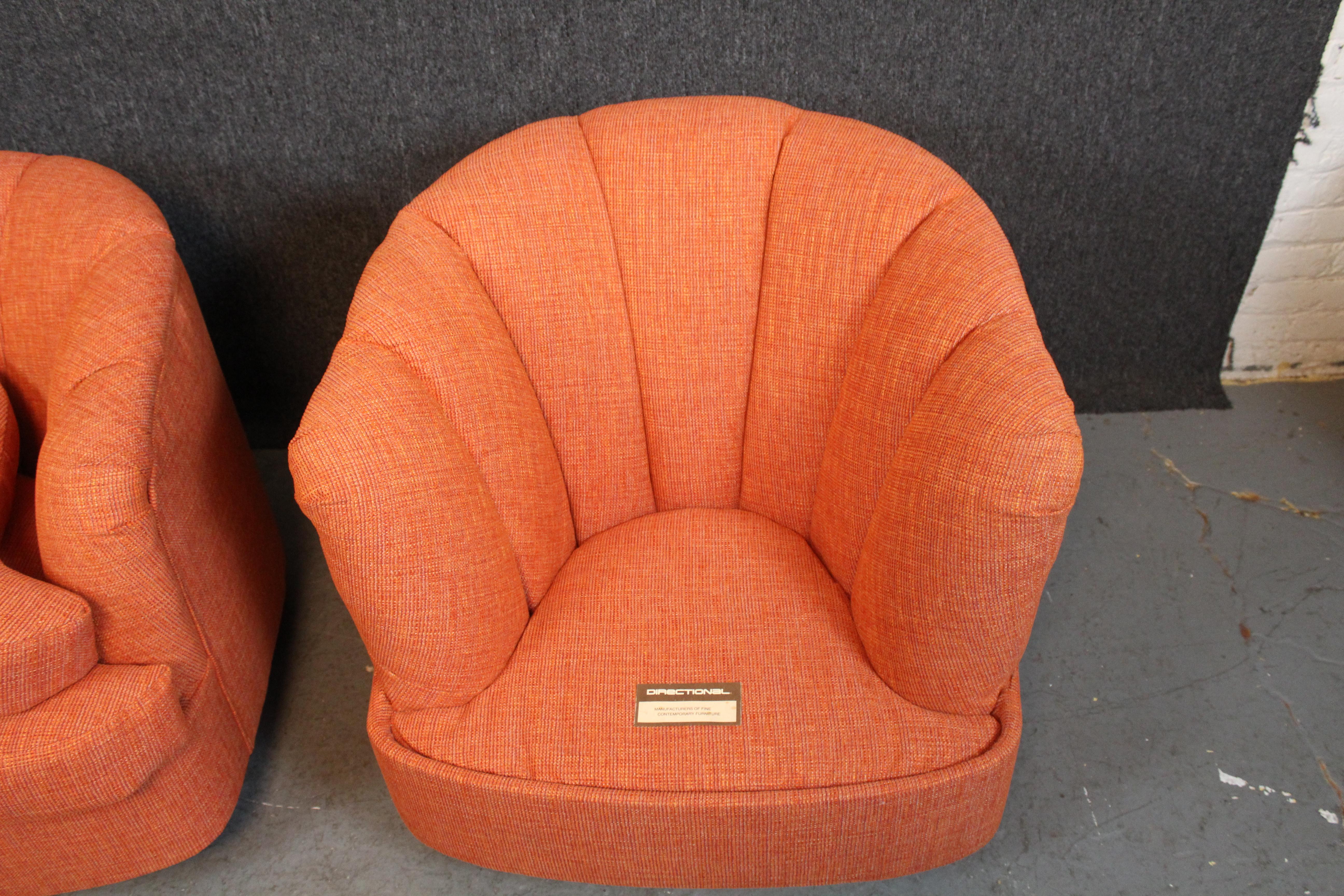 Reupholstered Mid-Century Swivel Chairs by Directional Furniture 4