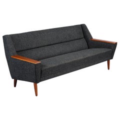 Reupholstered Midcentury Danish Blue 3-Seat Sofa from CFC Silkeborg, 1960s