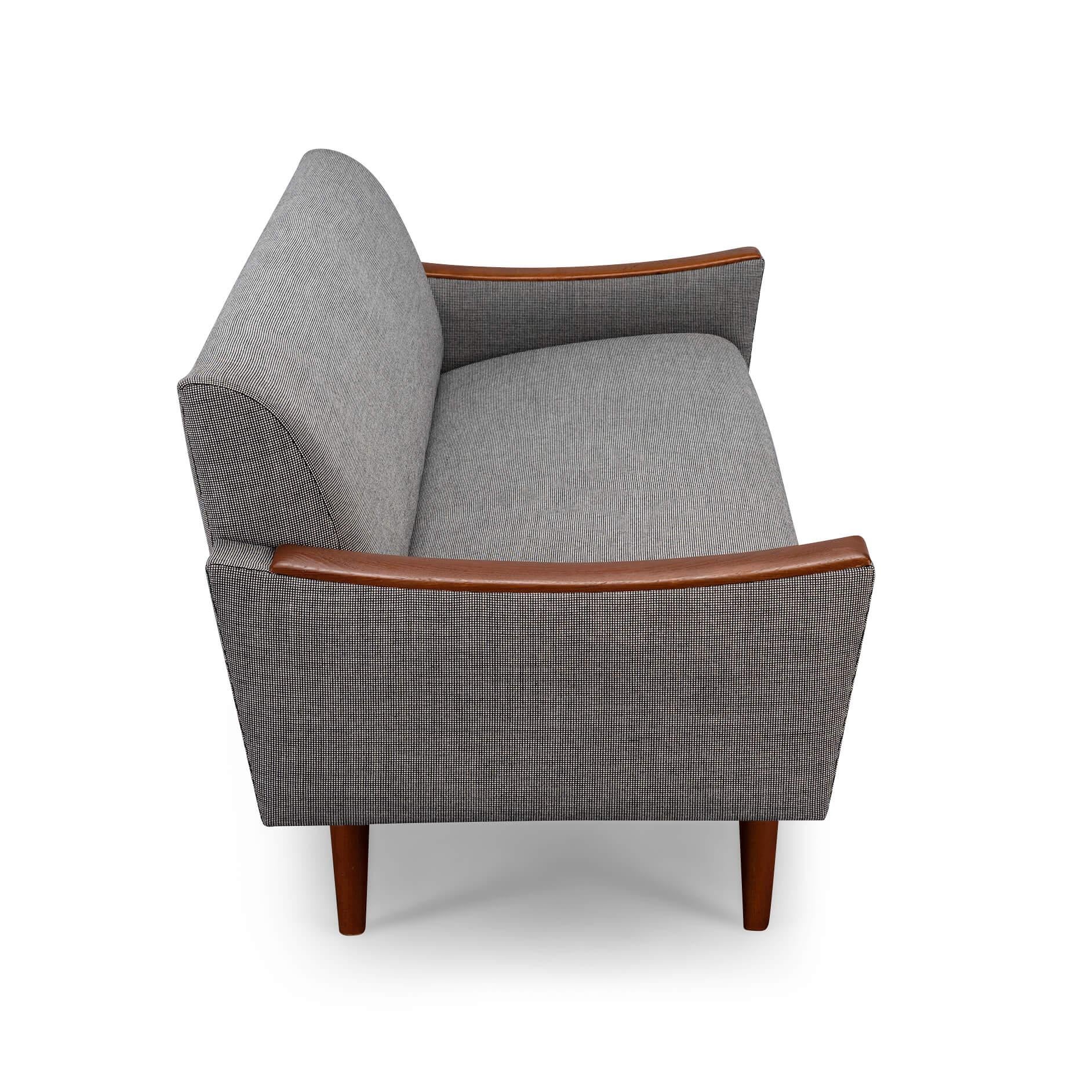 Teak Reupholstered Midcentury Danish Grey 3-Seat Sofa from CFC Silkeborg, 1960s For Sale
