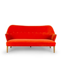 Neu gepolstertes orangefarbenes 3-Sitz-Sofa aus der Mitte des Jahrhunderts von CFC Silkeborg, 1960er Jahre