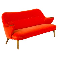 Neu gepolstertes orangefarbenes 3-Sitz-Sofa aus der Mitte des Jahrhunderts von CFC Silkeborg, 1960er Jahre