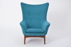 Reupholstered Danish Mid-Century reclining chair designed by Henry Walter Klein