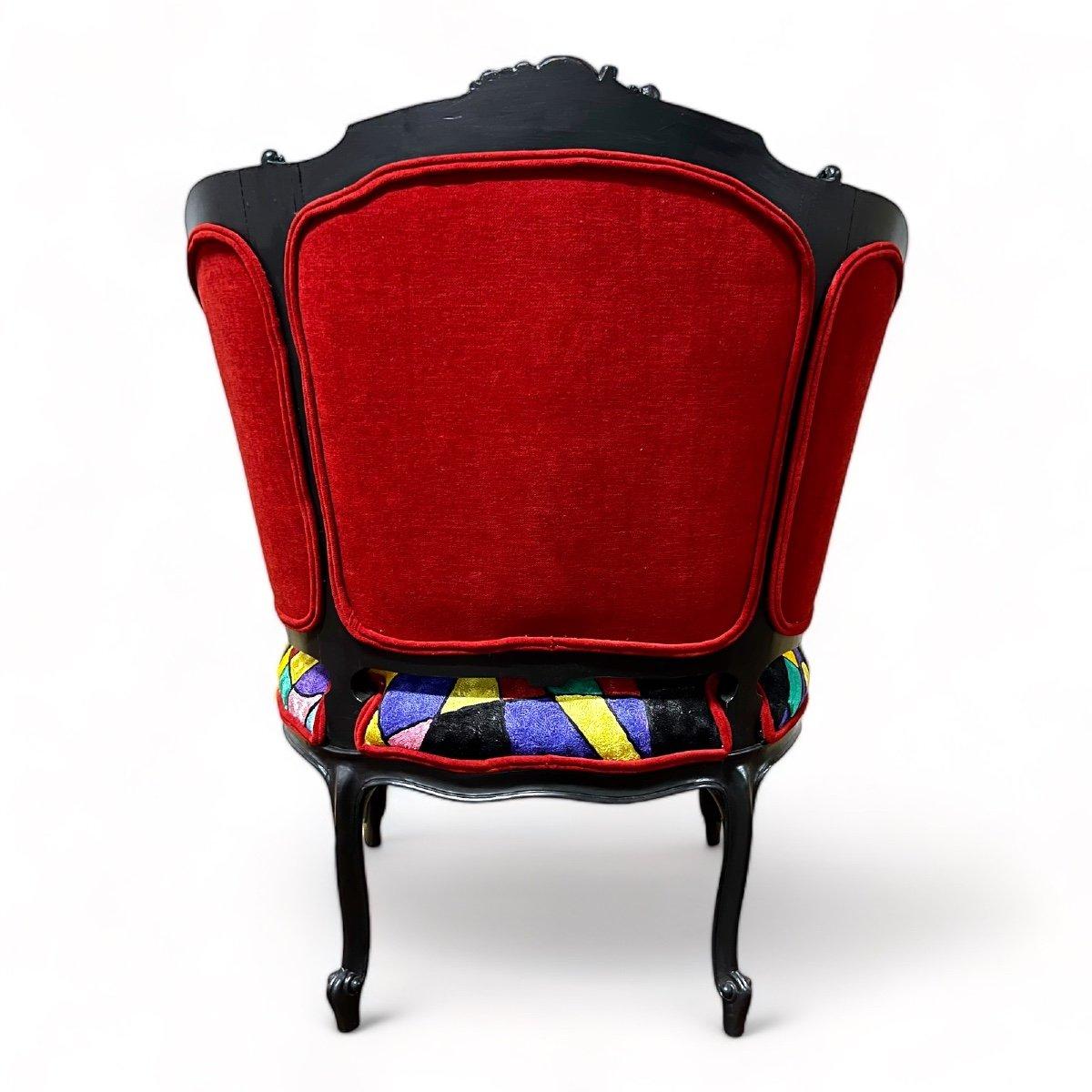 Reupholstered Napoleon III Bergere Chair, 19th Century In Excellent Condition For Sale In NICE, FR