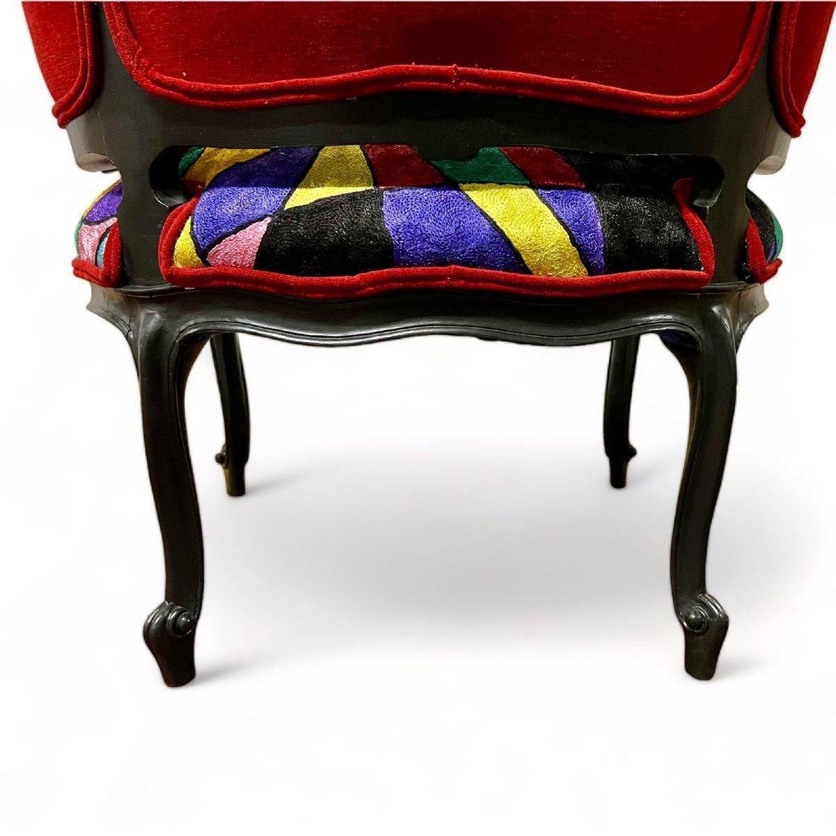 Gepolsterter Bergere-Stuhl Napoleon III. Napoleon III., 19. Jahrhundert (Textil) im Angebot