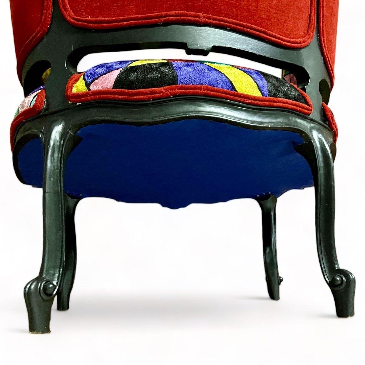 Textile Chaise Napoléon III Bergere, 19e siècle, retapissée en vente