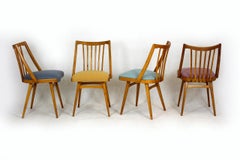 Reupholstered Oak Dining Chairs from Interier Praha, 1960s, Set of 4