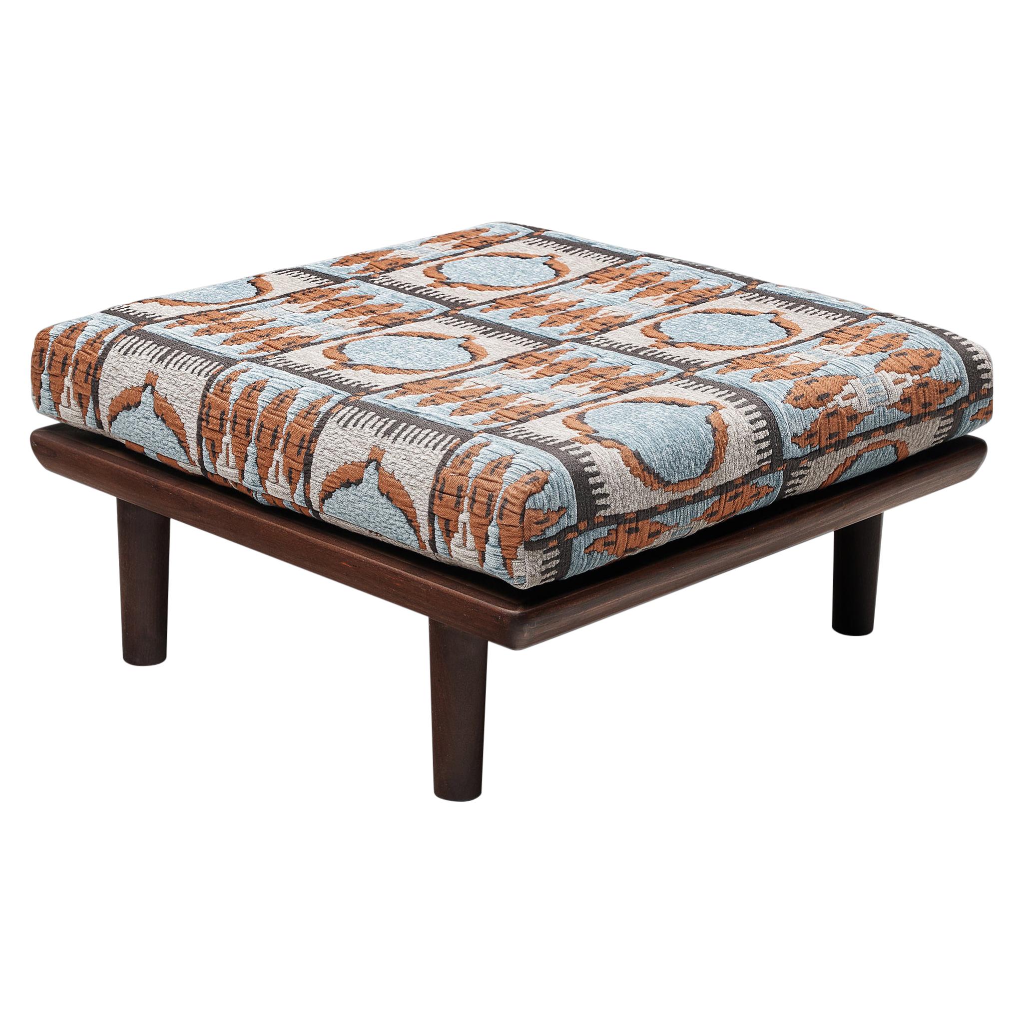Reupholstered Ottoman in Pierre Frey by Hans Wegner for GETAMA