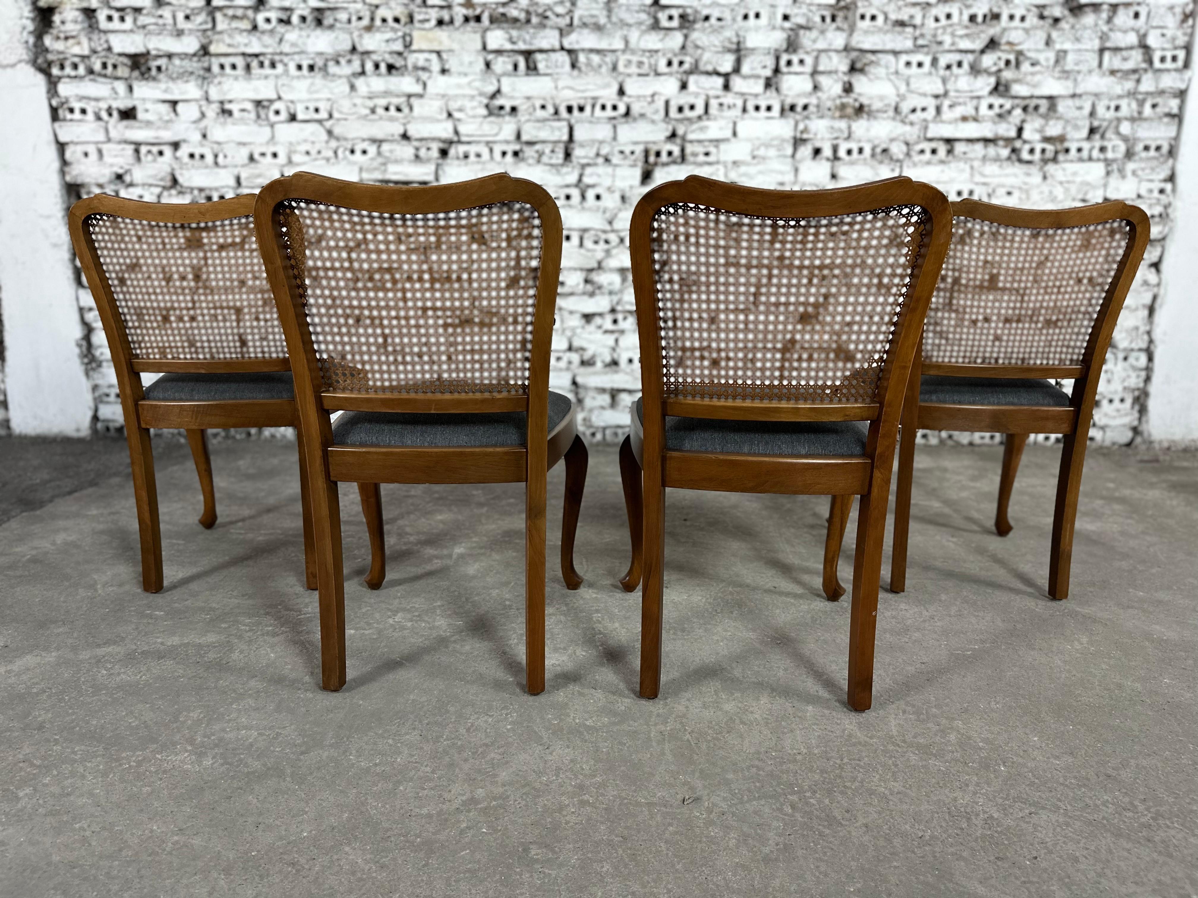 Reupholstered Provincial Louis XV Style Dining Chairs by Lubke - Set of 4 4