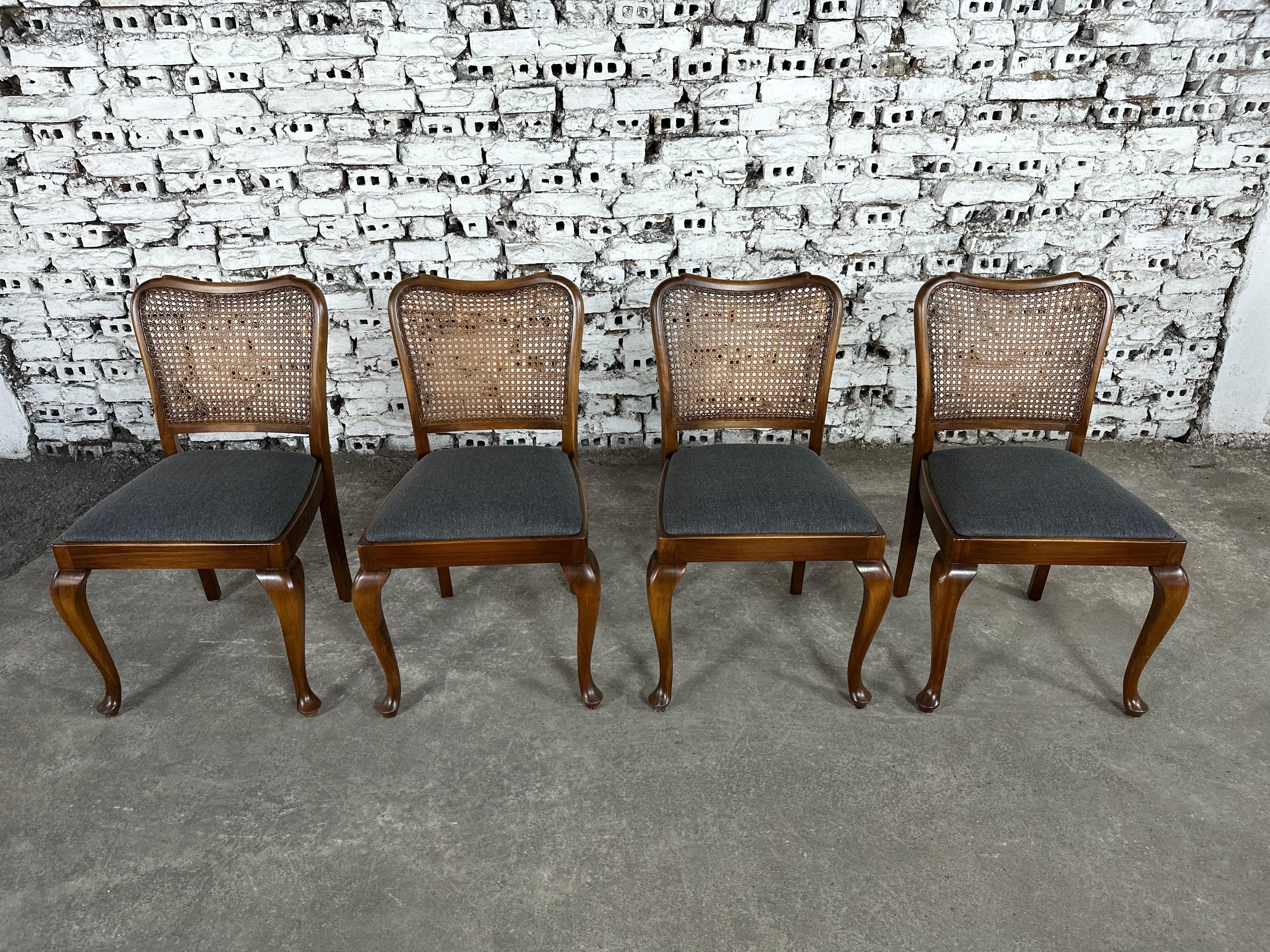 German Reupholstered Provincial Louis XV Style Dining Chairs by Lubke - Set of 4