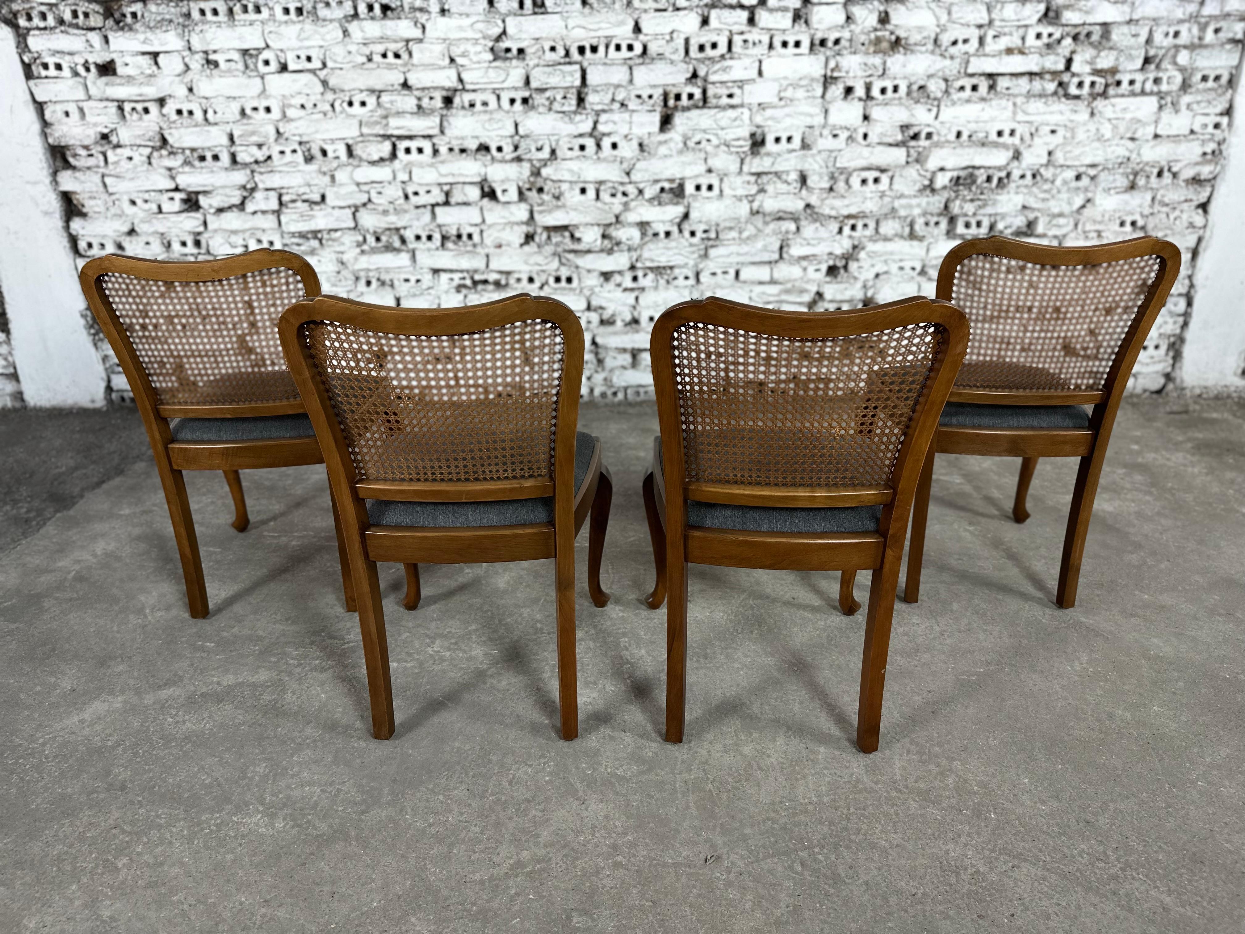 Reupholstered Provincial Louis XV Style Dining Chairs by Lubke - Set of 4 3