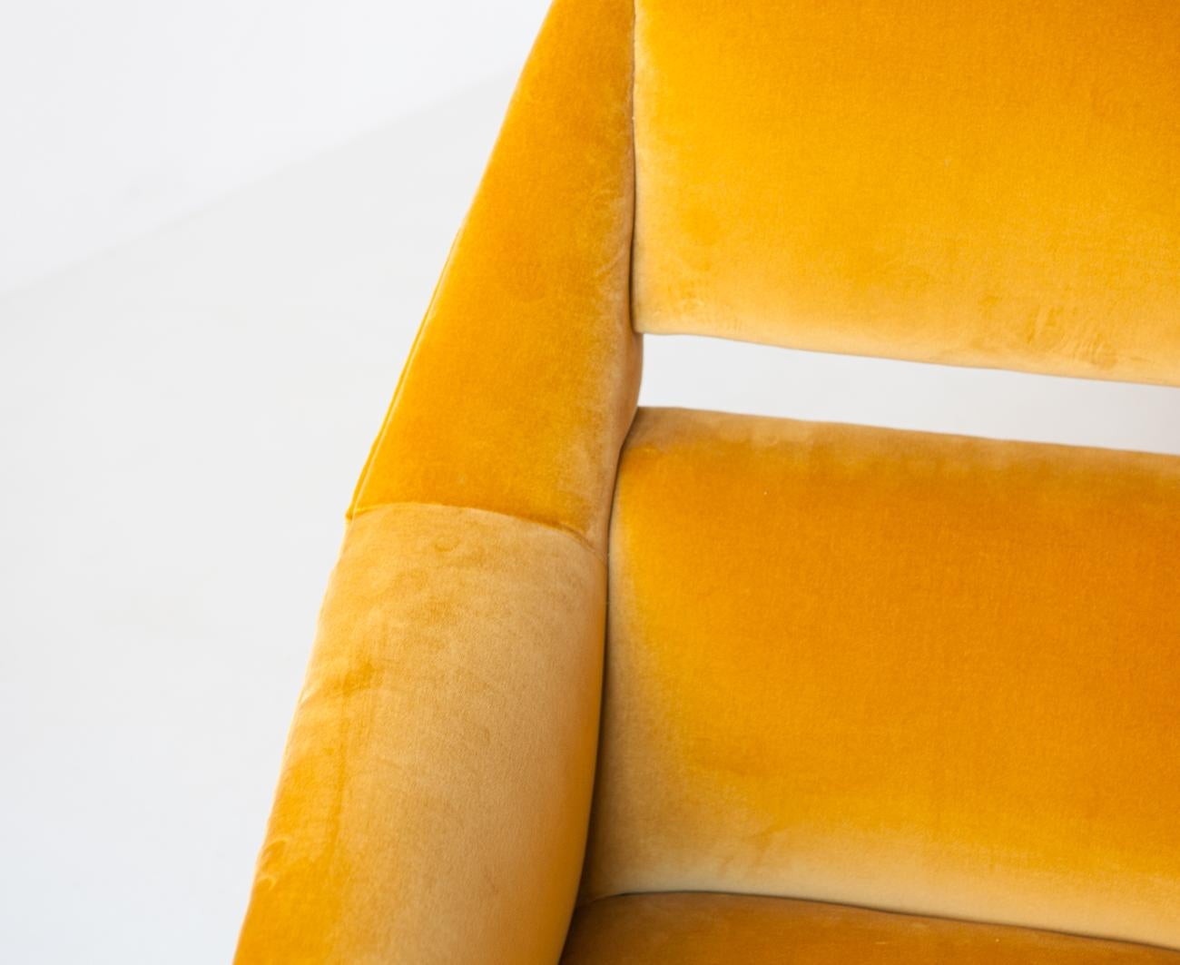 Reupholstered Rare Italian Senape Velvet Lounge Chairs by Gigi Radice 2