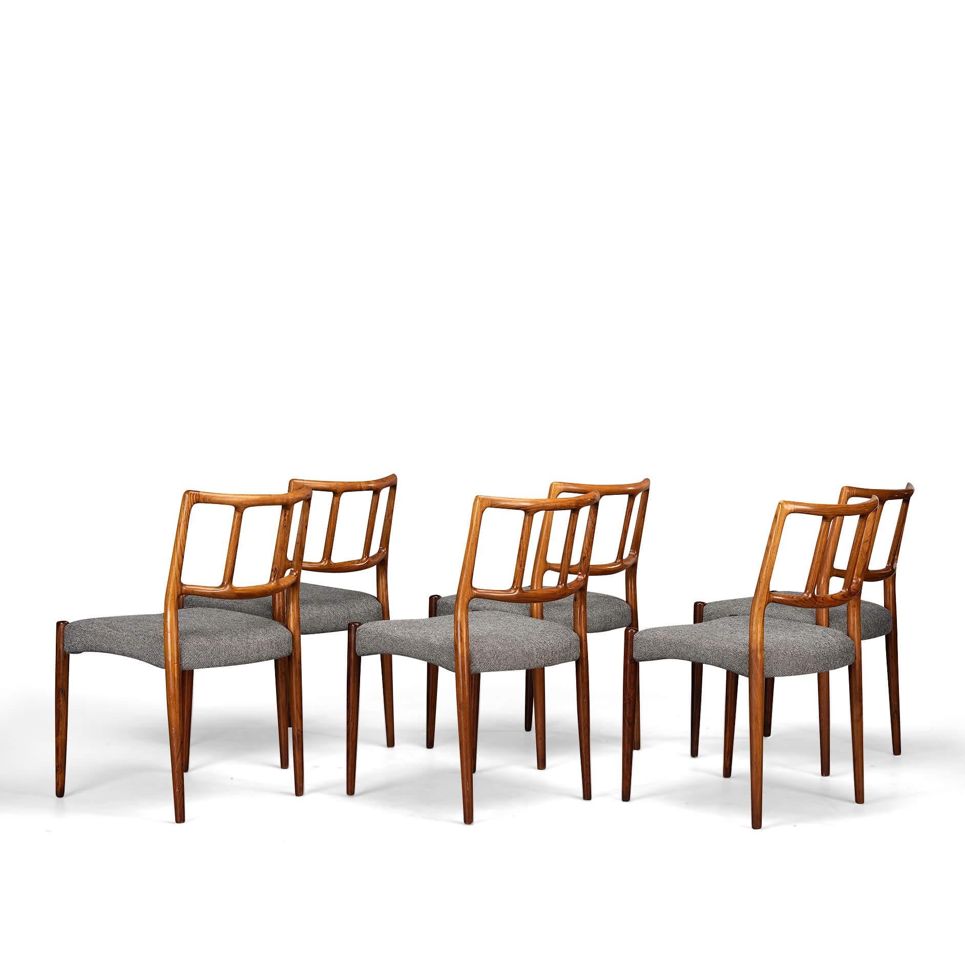 Reupholstered Rosewood Dining Chair by Johannes Andersen for Uldum, Set of 6 In Good Condition For Sale In Elshout, NL
