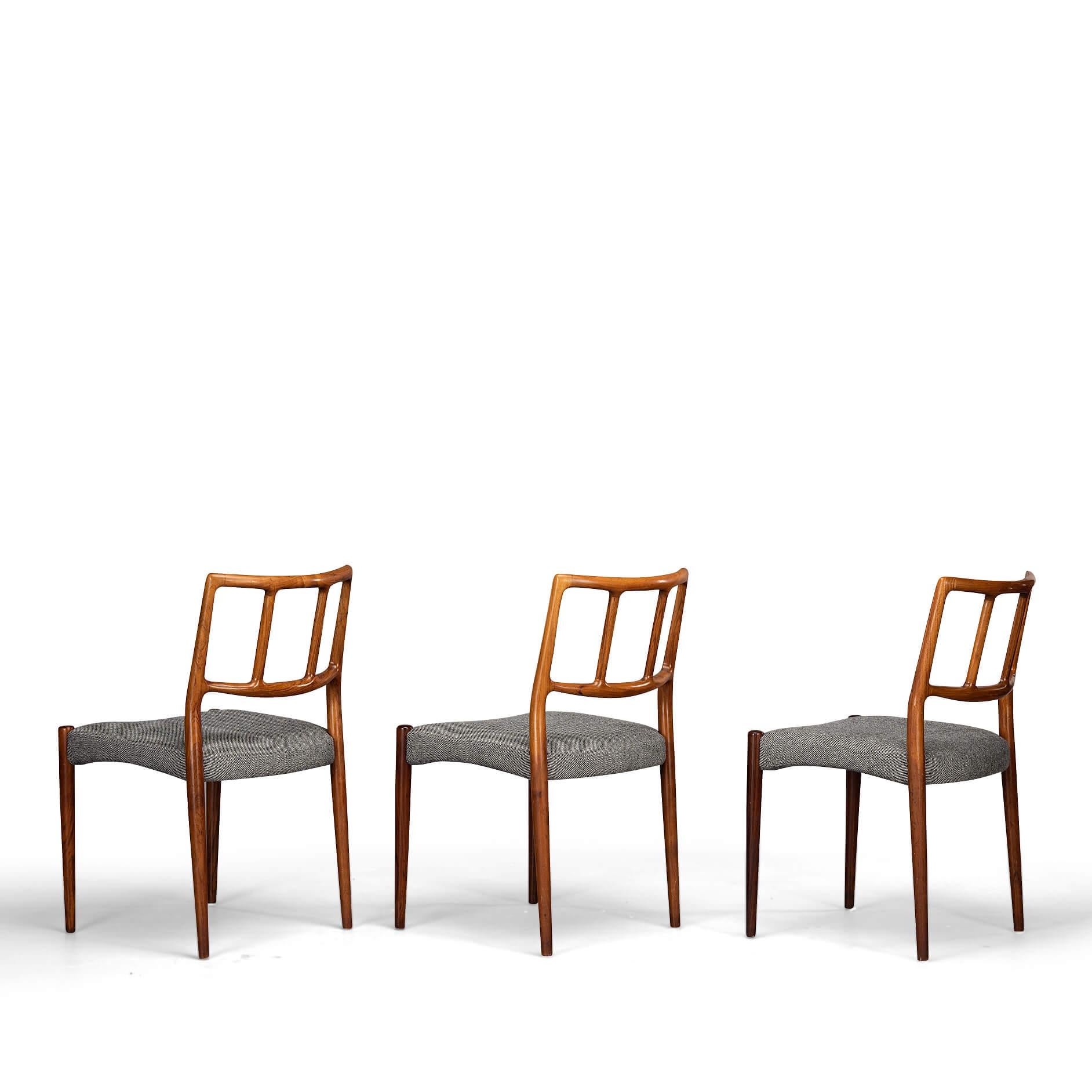 Wool Reupholstered Rosewood Dining Chair by Johannes Andersen for Uldum, Set of 6