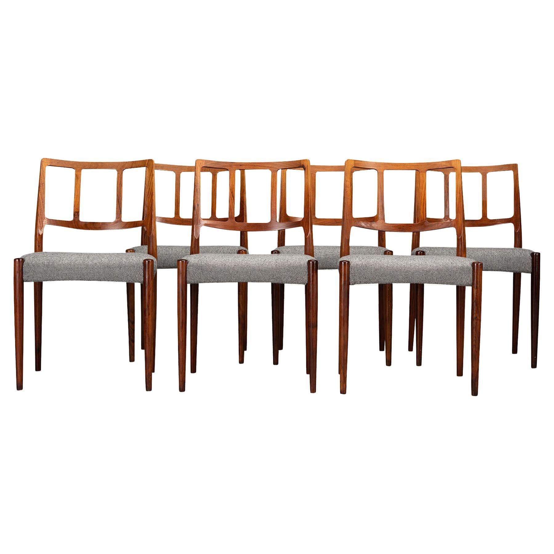 Reupholstered Rosewood Dining Chair by Johannes Andersen for Uldum, Set of 6 For Sale