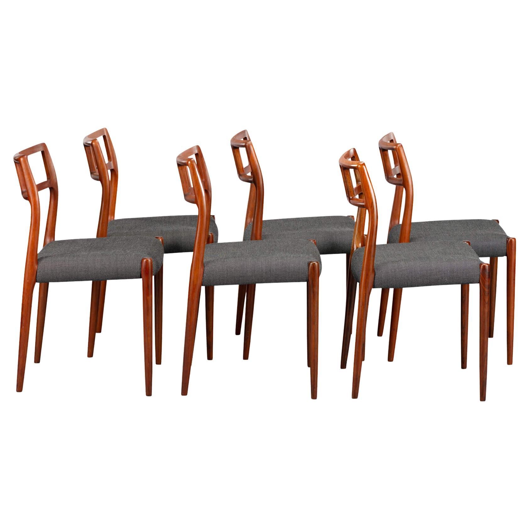 Reupholstered Rosewood Model 79 Niels O. Moller Dining Chairs, Set of 6