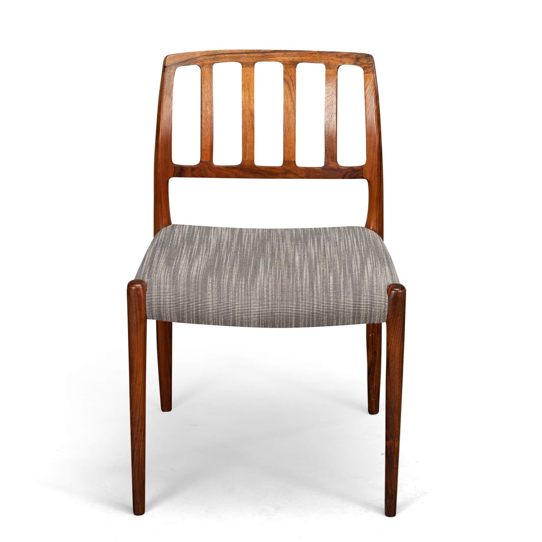Reupholstered Rosewood Model 83 Niels O. Moller Dining Chairs, Set of 5 For Sale 6