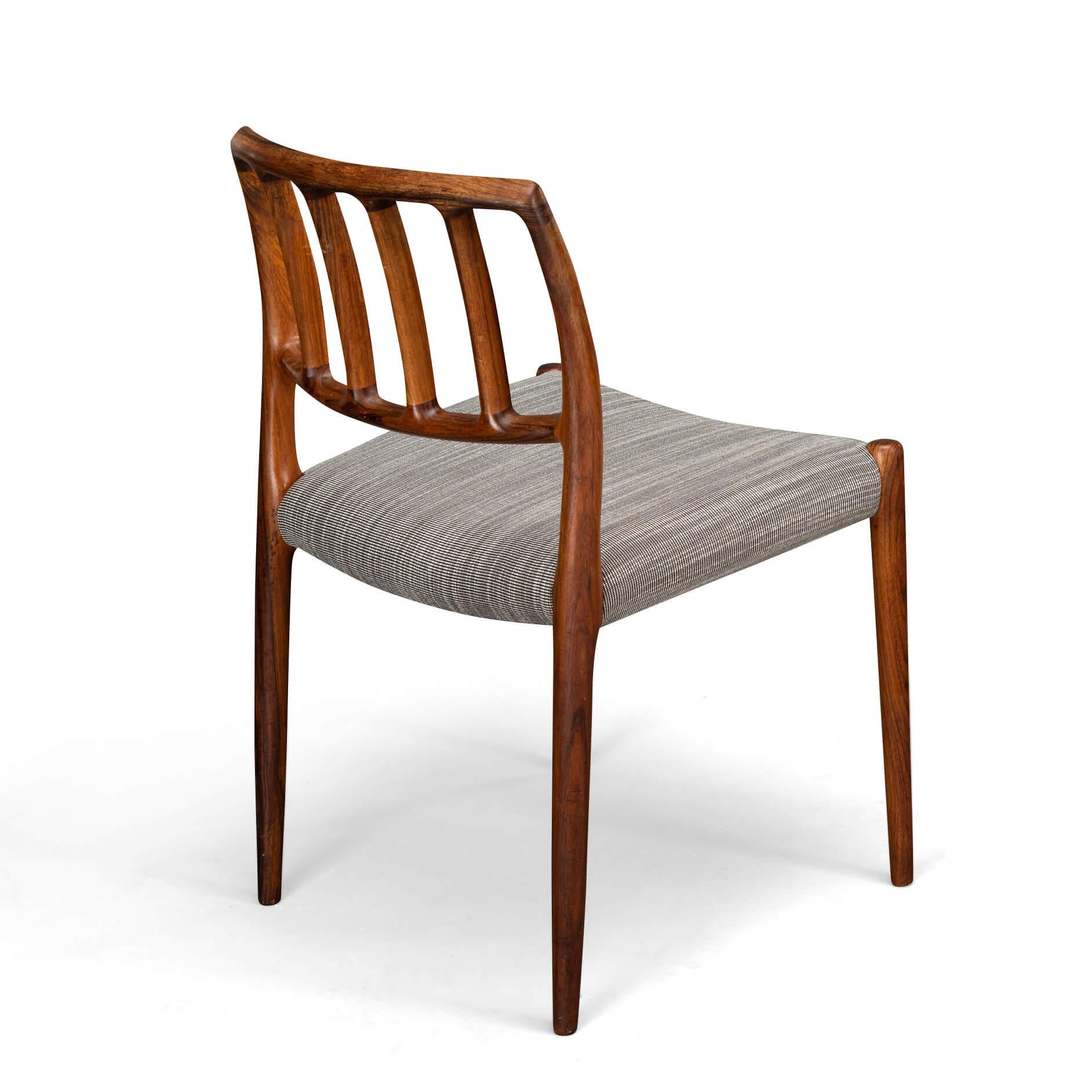 Reupholstered Rosewood Model 83 Niels O. Moller Dining Chairs, Set of 5 For Sale 9