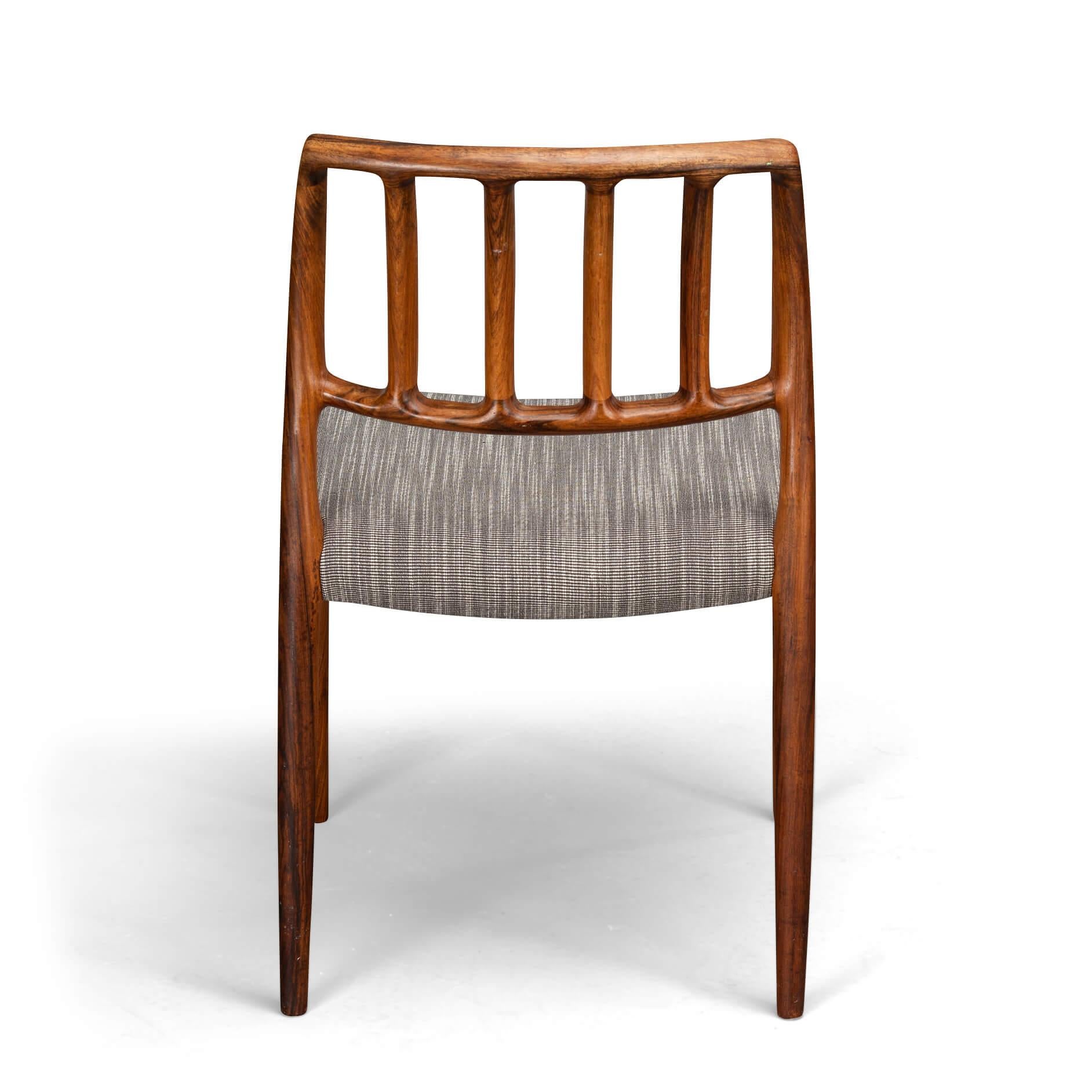 Reupholstered Rosewood Model 83 Niels O. Moller Dining Chairs, Set of 5 For Sale 10