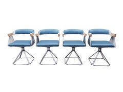 Reupholstered Rudi Verelst Pyramid, Set of Four Dinning Chairs