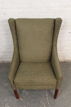 Reupholstered Sage Green Scandinavian Wingback Chair