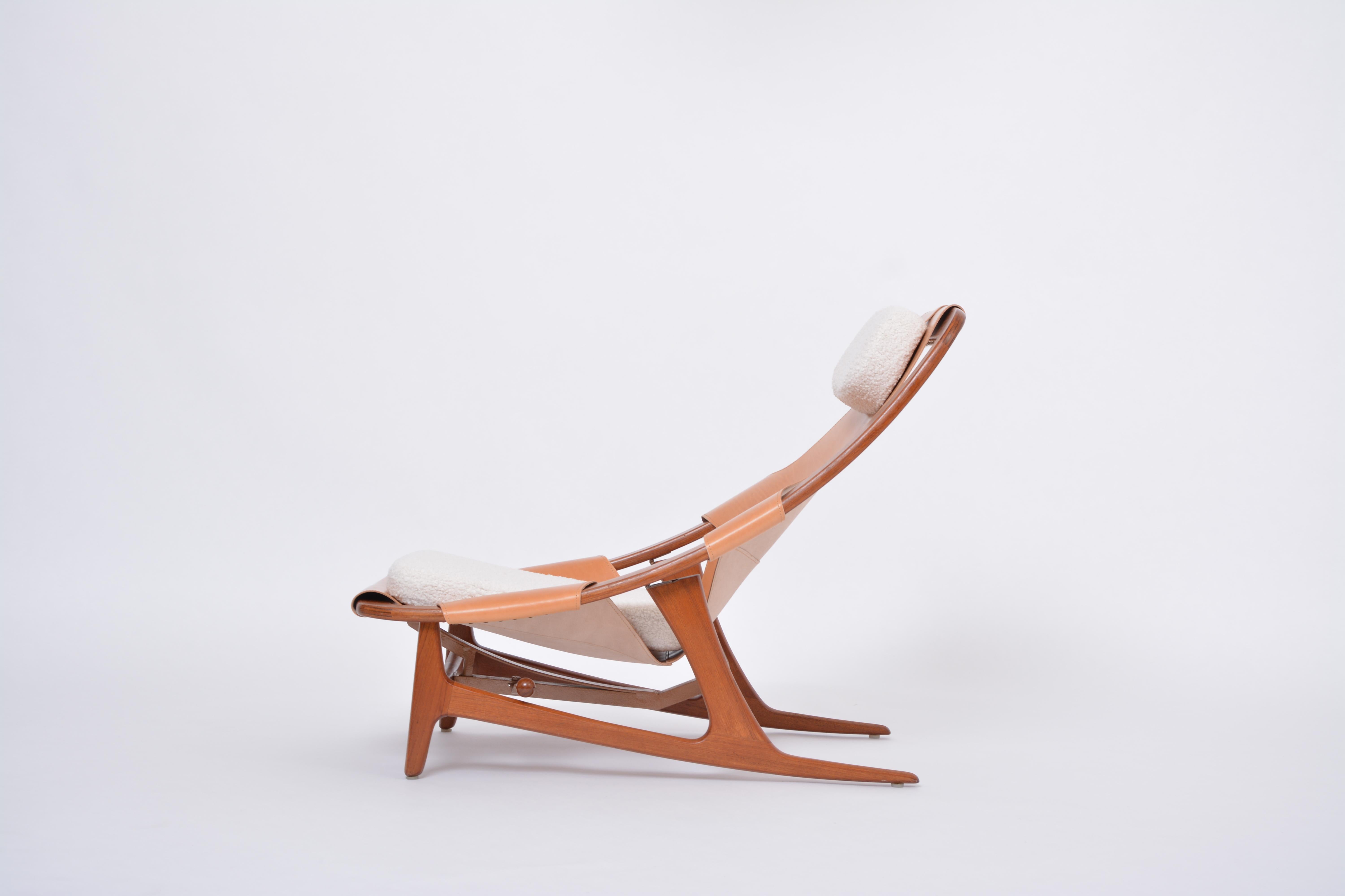 Reupholstered Scandinavian 'Holmenkollen' Lounge Chair by Arne Tideman Ruud In Excellent Condition For Sale In Berlin, DE