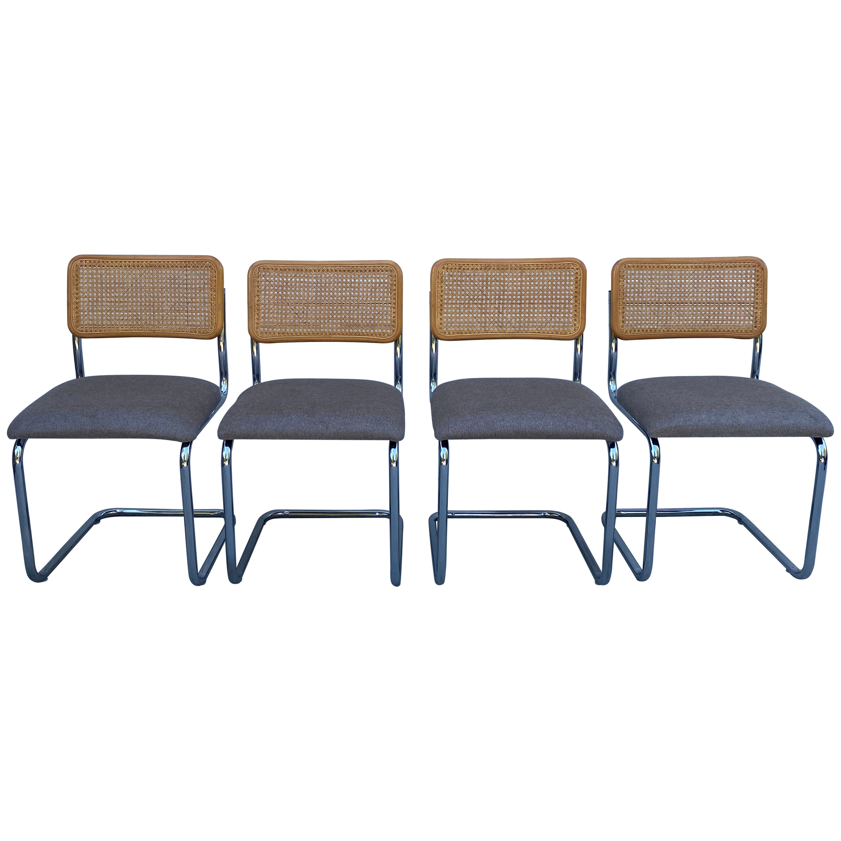 Reupholstered Set of 4 Cesca Style Dining Chairs