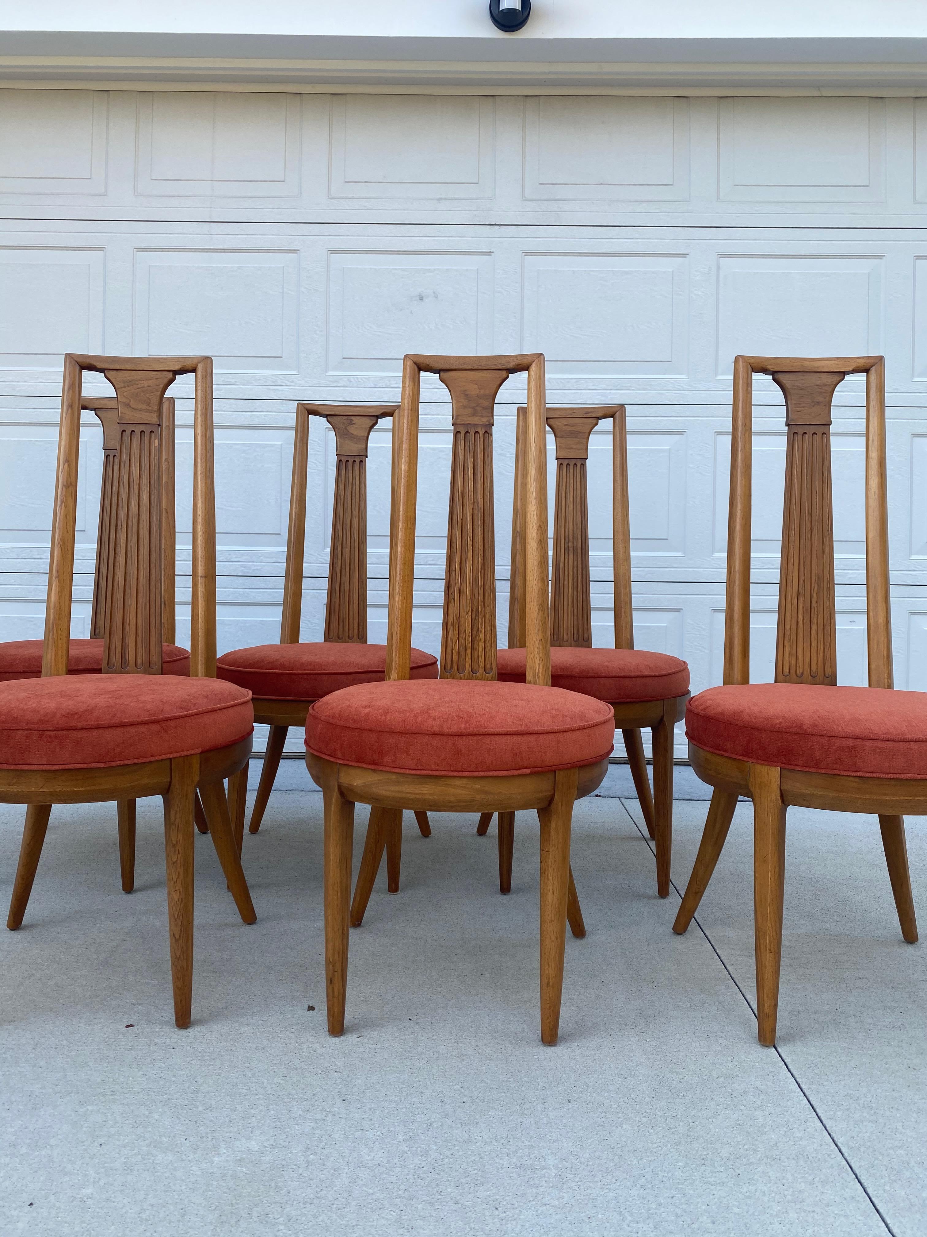 Mid-Century Modern Reupholstered Set of 6 1960s Tomlinson “Sophisticate Collection” No.63 Dining For Sale