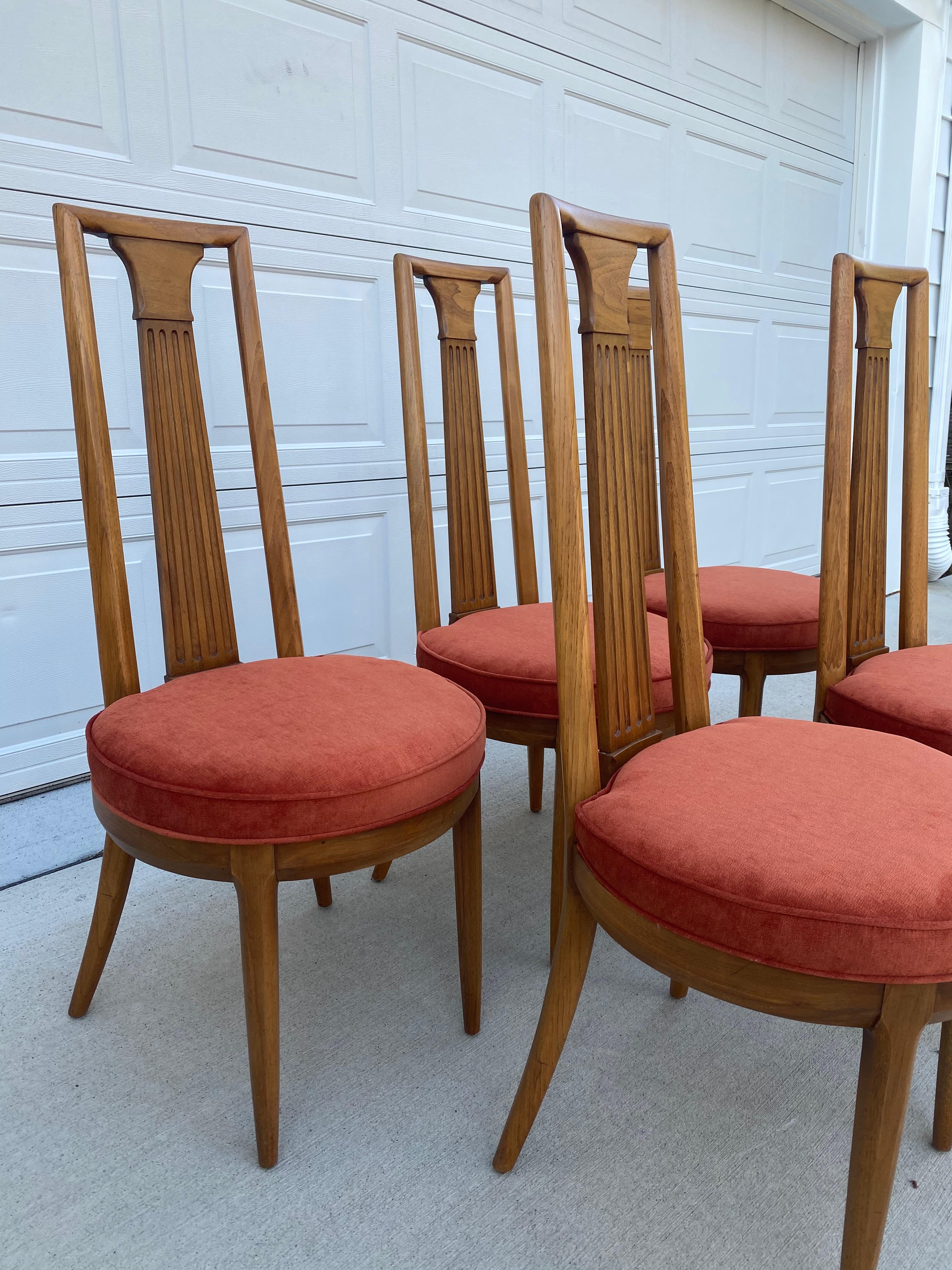 Fabric Reupholstered Set of 6 1960s Tomlinson “Sophisticate Collection” No.63 Dining For Sale