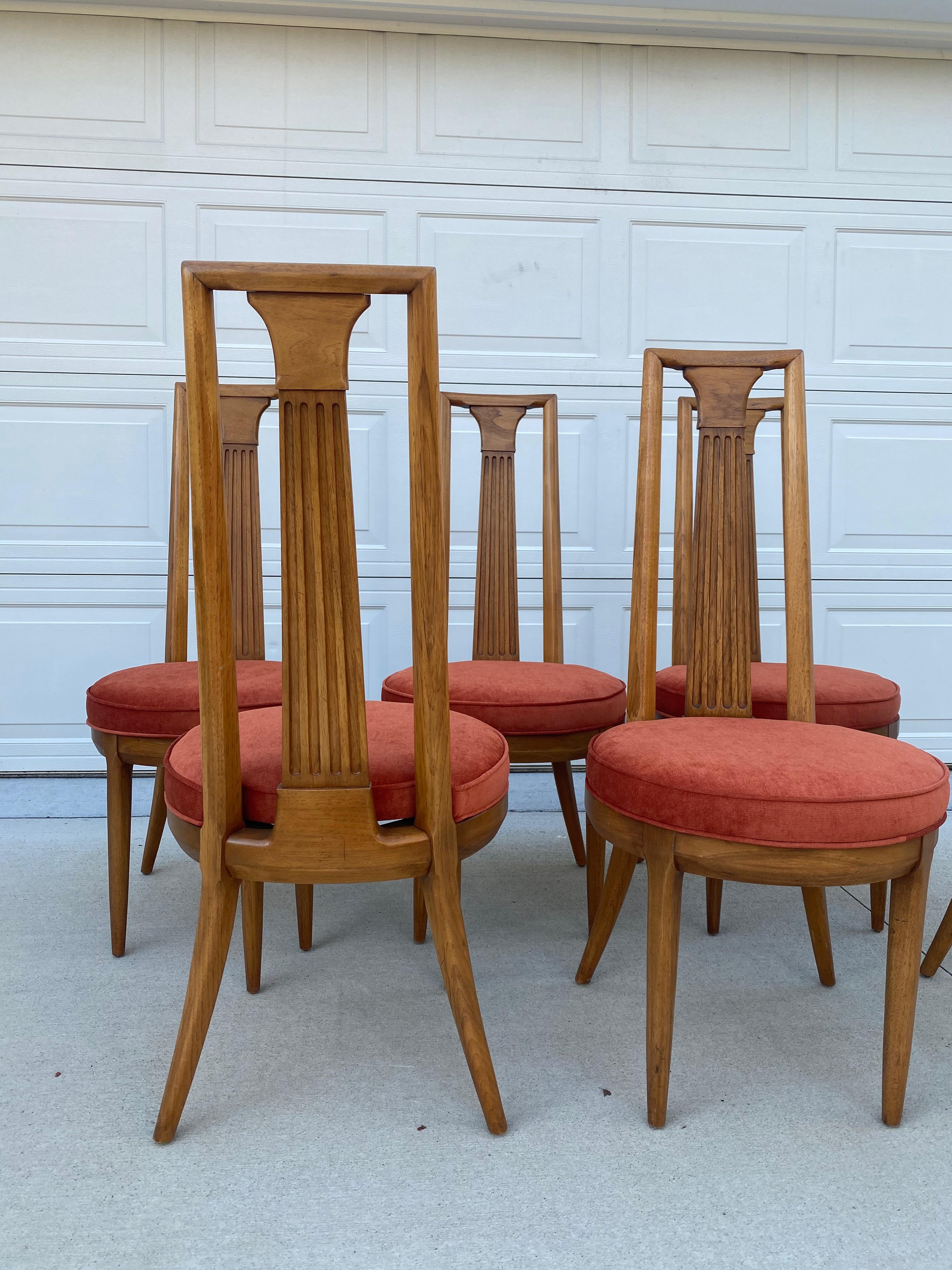 Reupholstered Set of 6 1960s Tomlinson “Sophisticate Collection” No.63 Dining For Sale 2