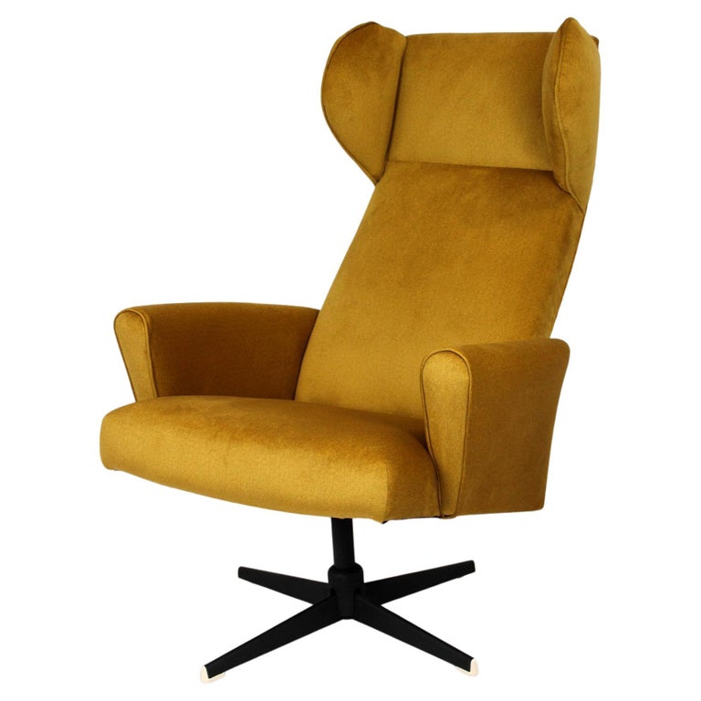 Reupholstered Swivel Armchair, Czechoslovakia, 1970s at 1stDibs