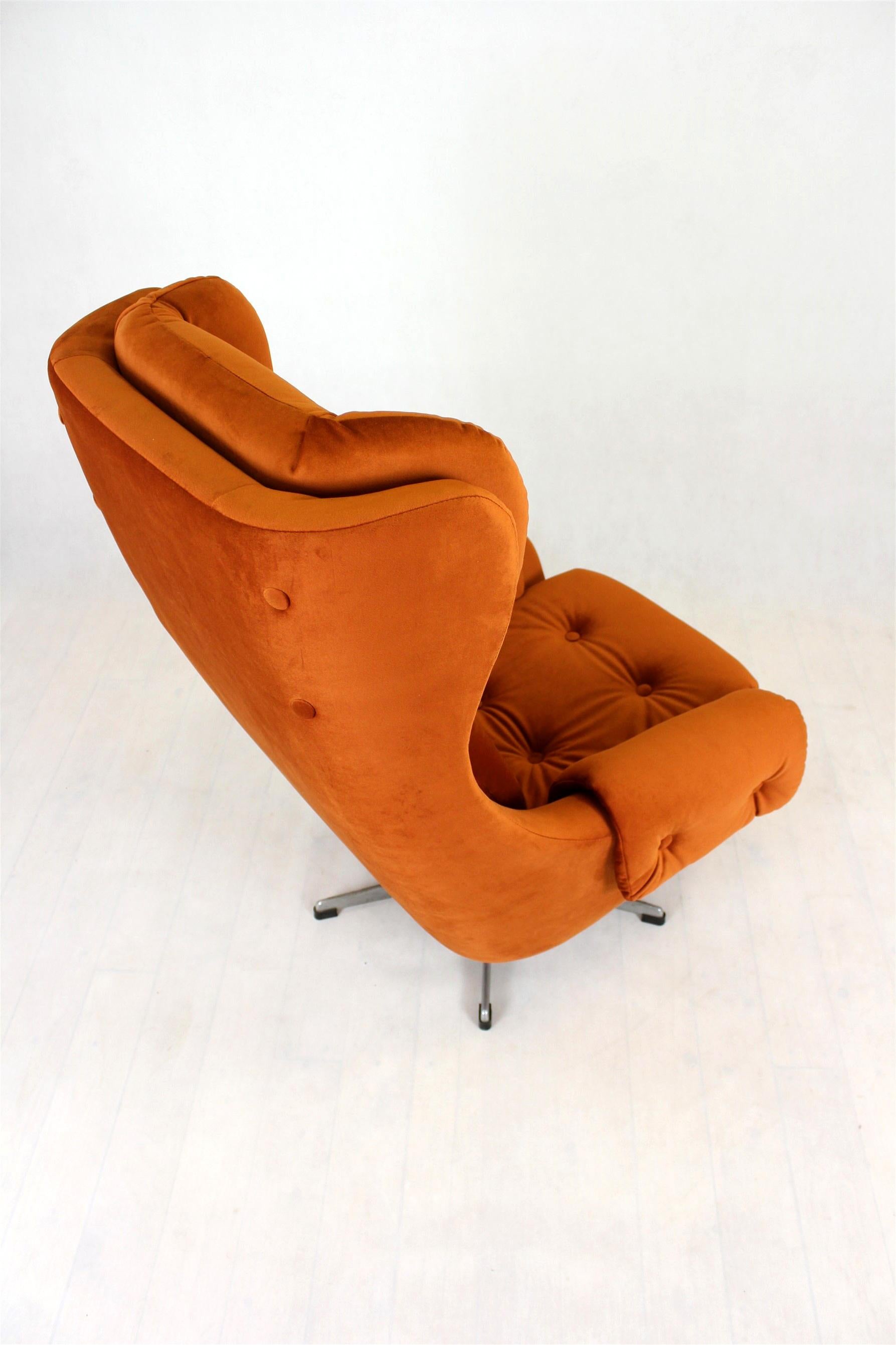Reupholstered Swivel Lounge Chair from Up Zavody, Czechia, 1970s 8