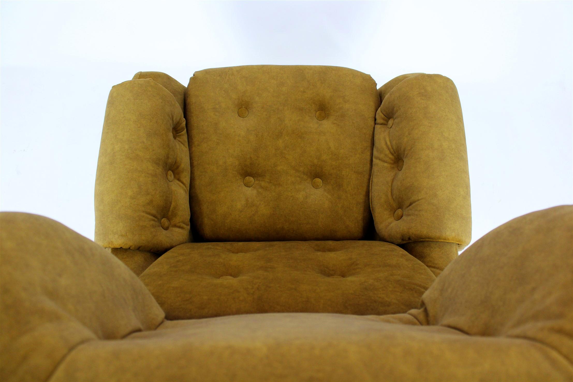 Reupholstered Swivel Lounge Chair from Up Zavody, Czechia, 1970s For Sale 10