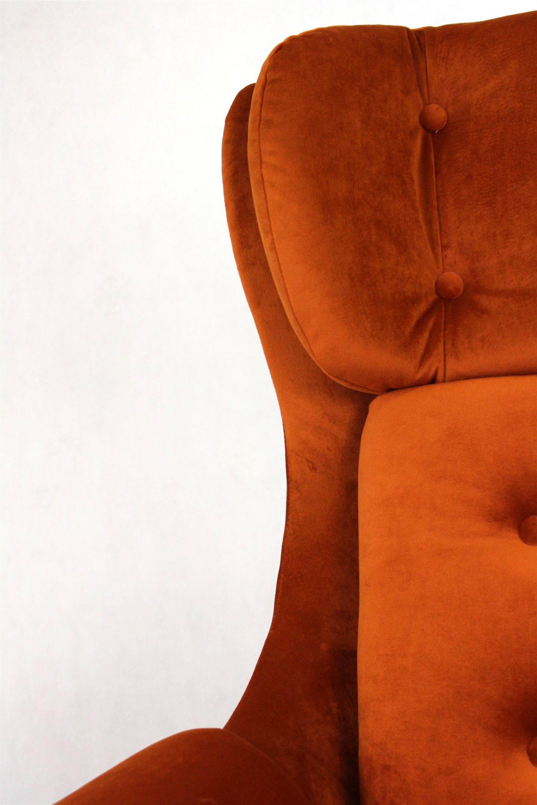 Fabric Reupholstered Swivel Lounge Chair from Up Zavody, Czechia, 1970s