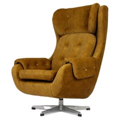 Vintage Reupholstered Swivel Lounge Chair from Up Zavody, Czechia, 1970s