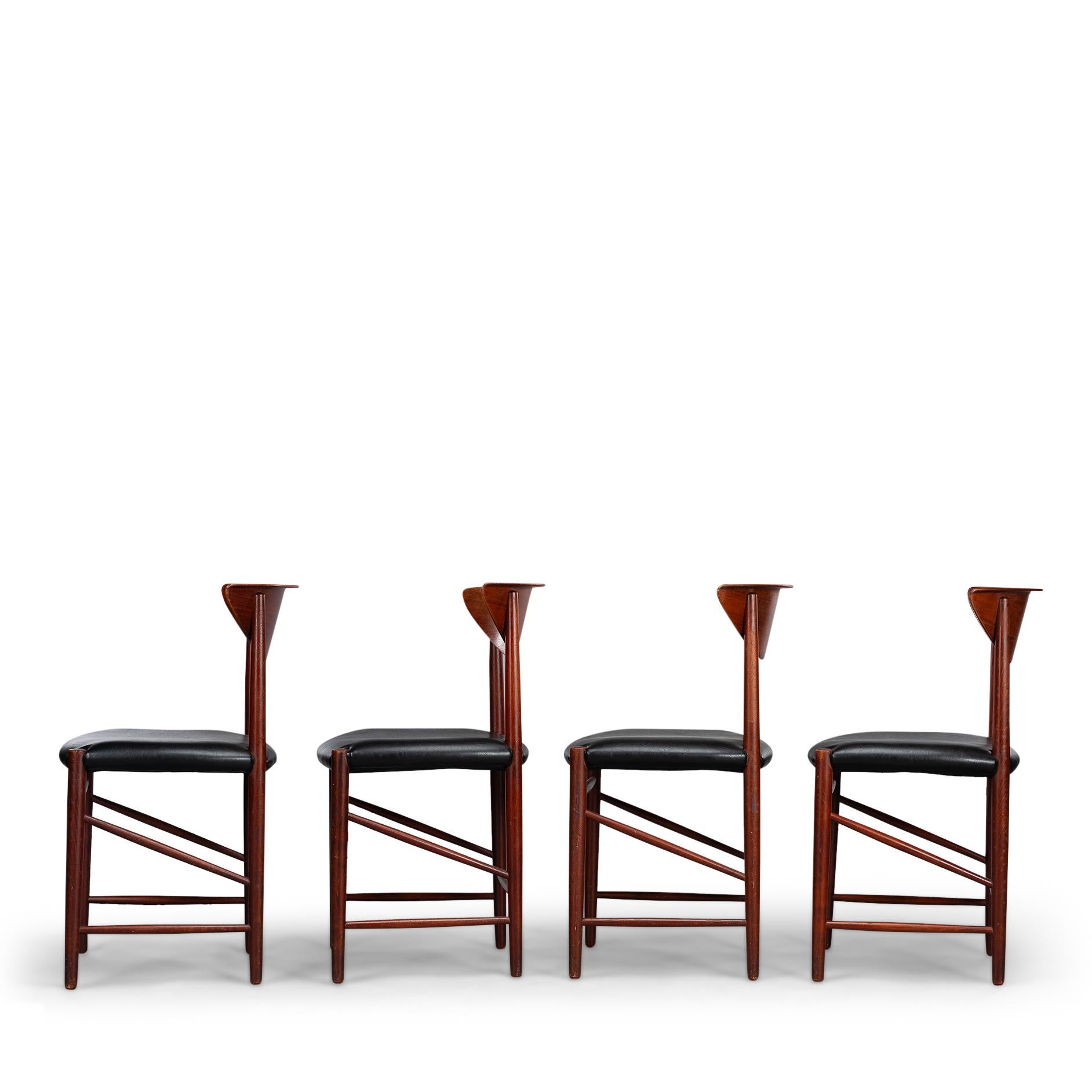 Danish Reupholstered Teak Chair Model # 317 by Peter Hvidt for Soborg Mobel, Set of 4 For Sale