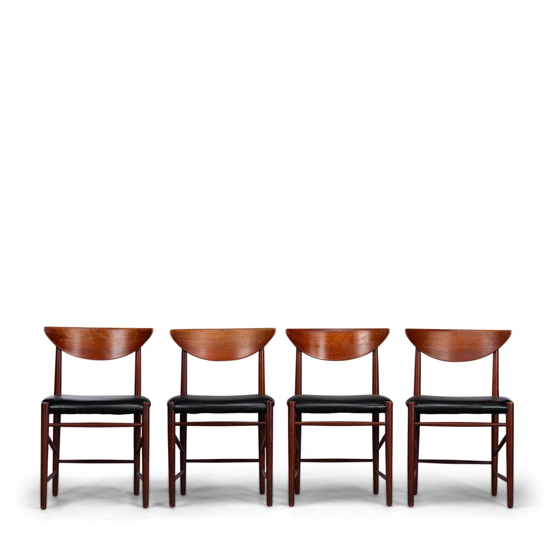 Mid-20th Century Reupholstered Teak Chair Model # 317 by Peter Hvidt for Soborg Mobel, Set of 4 For Sale