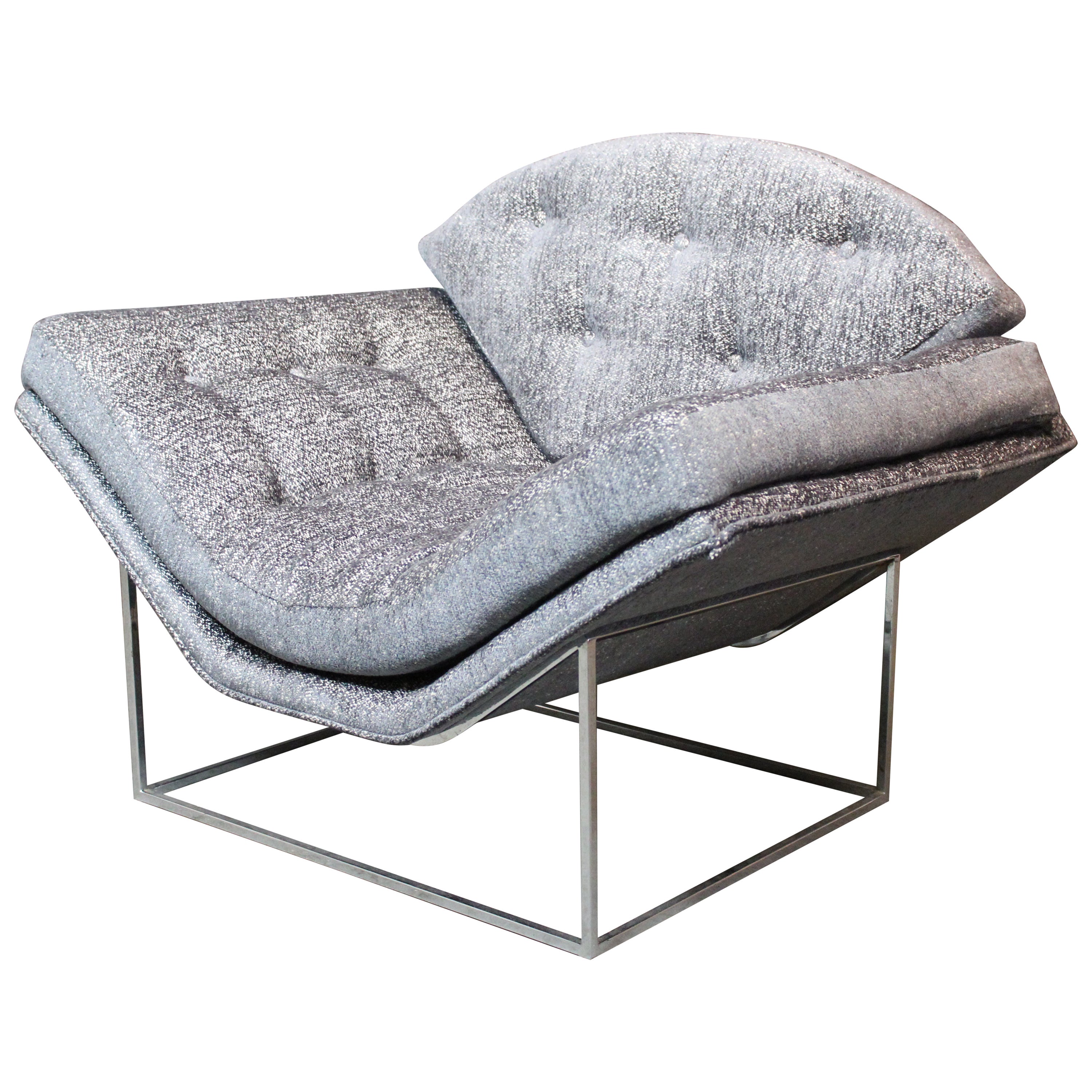 Reupholstered Vintage Milo Baughman Thin Line Shell Chair For Sale