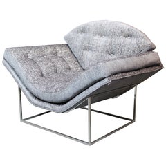 Neu gepolsterter Milo Baughman Vintage-Muschelstuhl aus dünner Linie