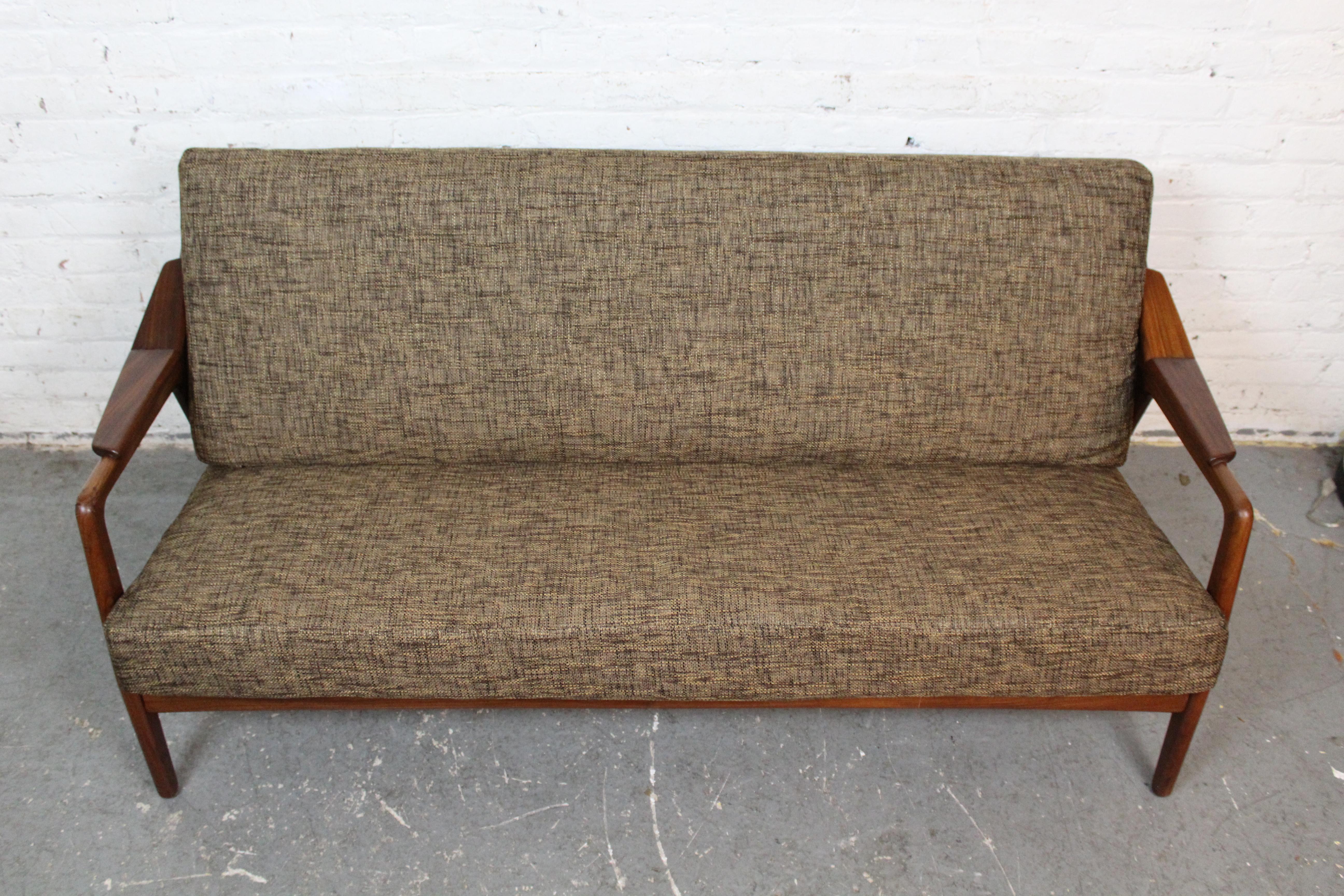 Mid-Century Modern Reupholstered Walnut Sofa by H. Brockmann Petersen for Randers For Sale
