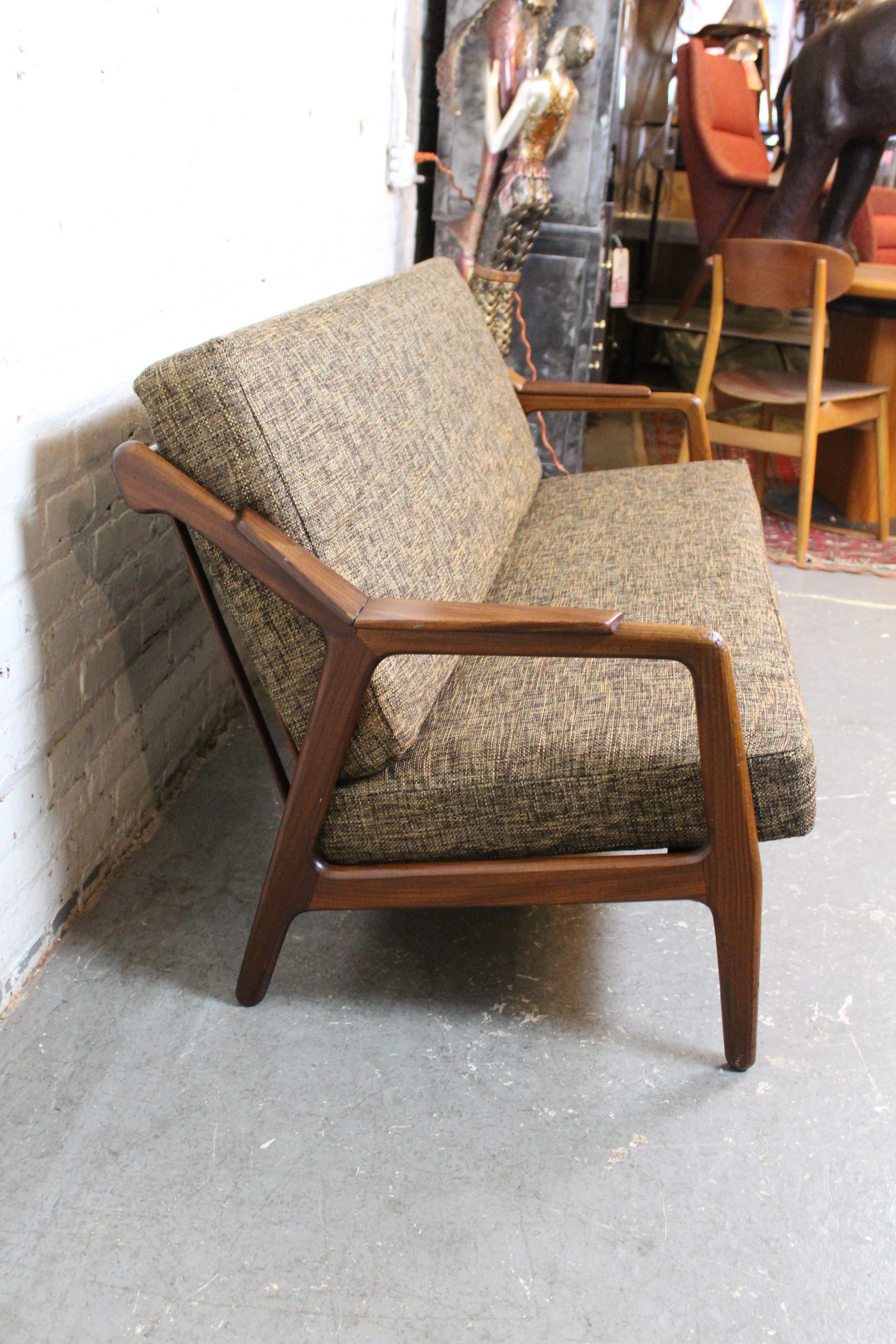 Danish Reupholstered Walnut Sofa by H. Brockmann Petersen for Randers For Sale