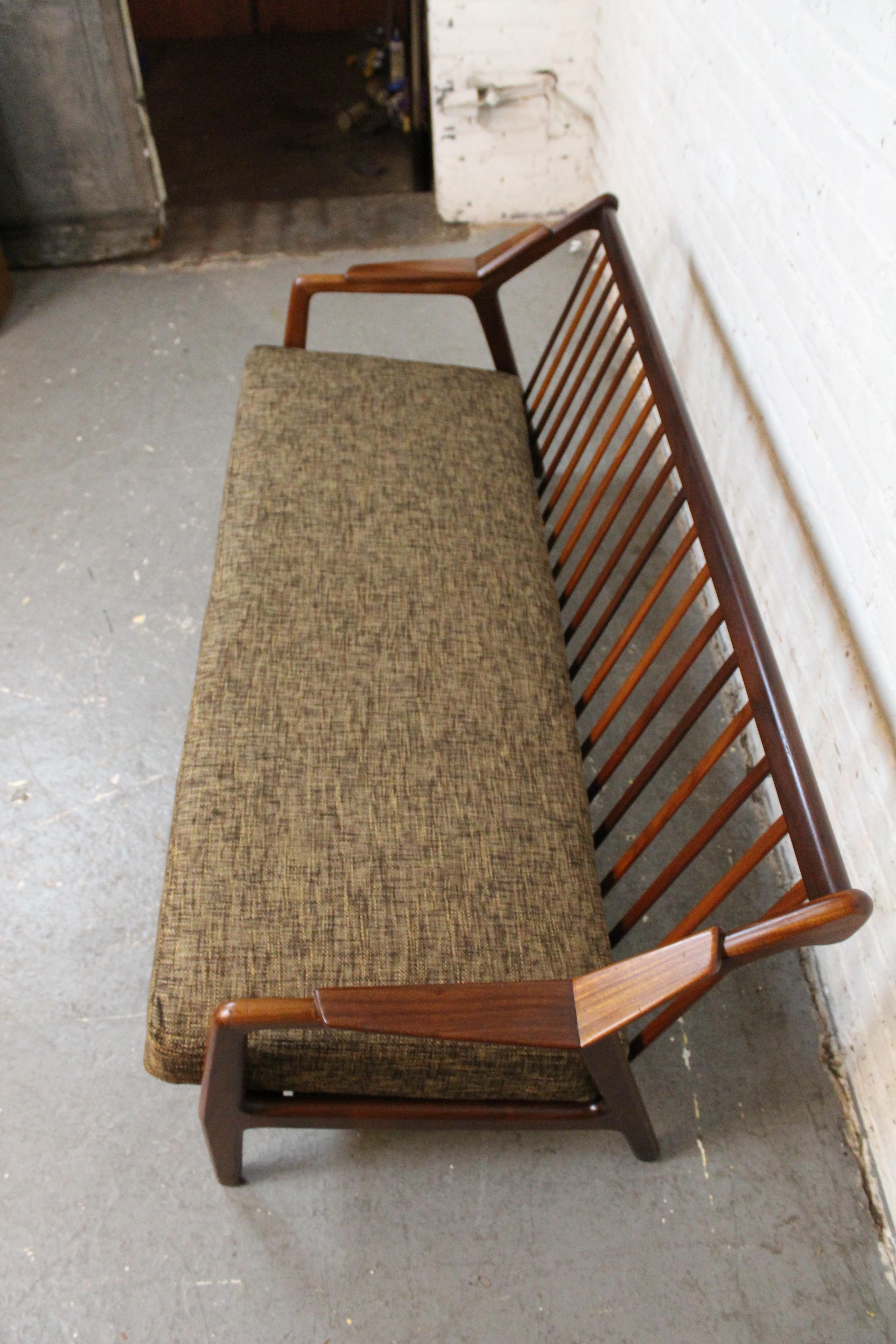 Fabric Reupholstered Walnut Sofa by H. Brockmann Petersen for Randers For Sale