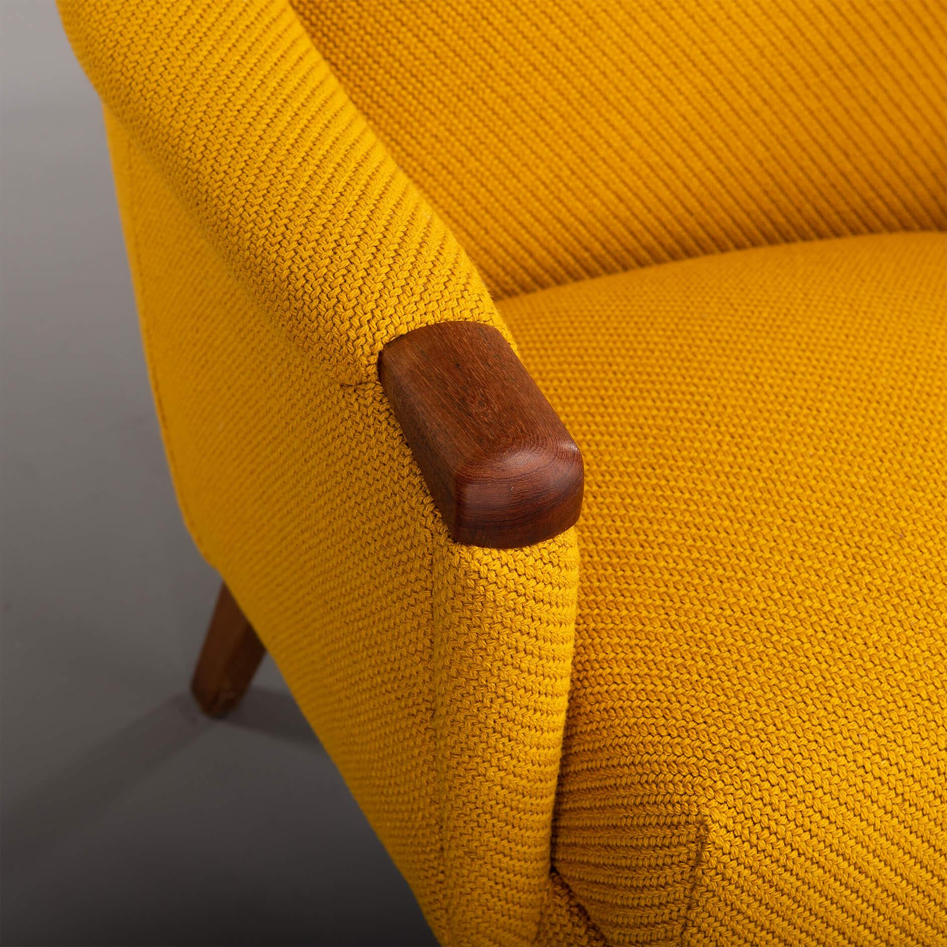 Reupholstered Yellow Armchair by Johannes Andersen for CFC Silkeborg, 1960s For Sale 3